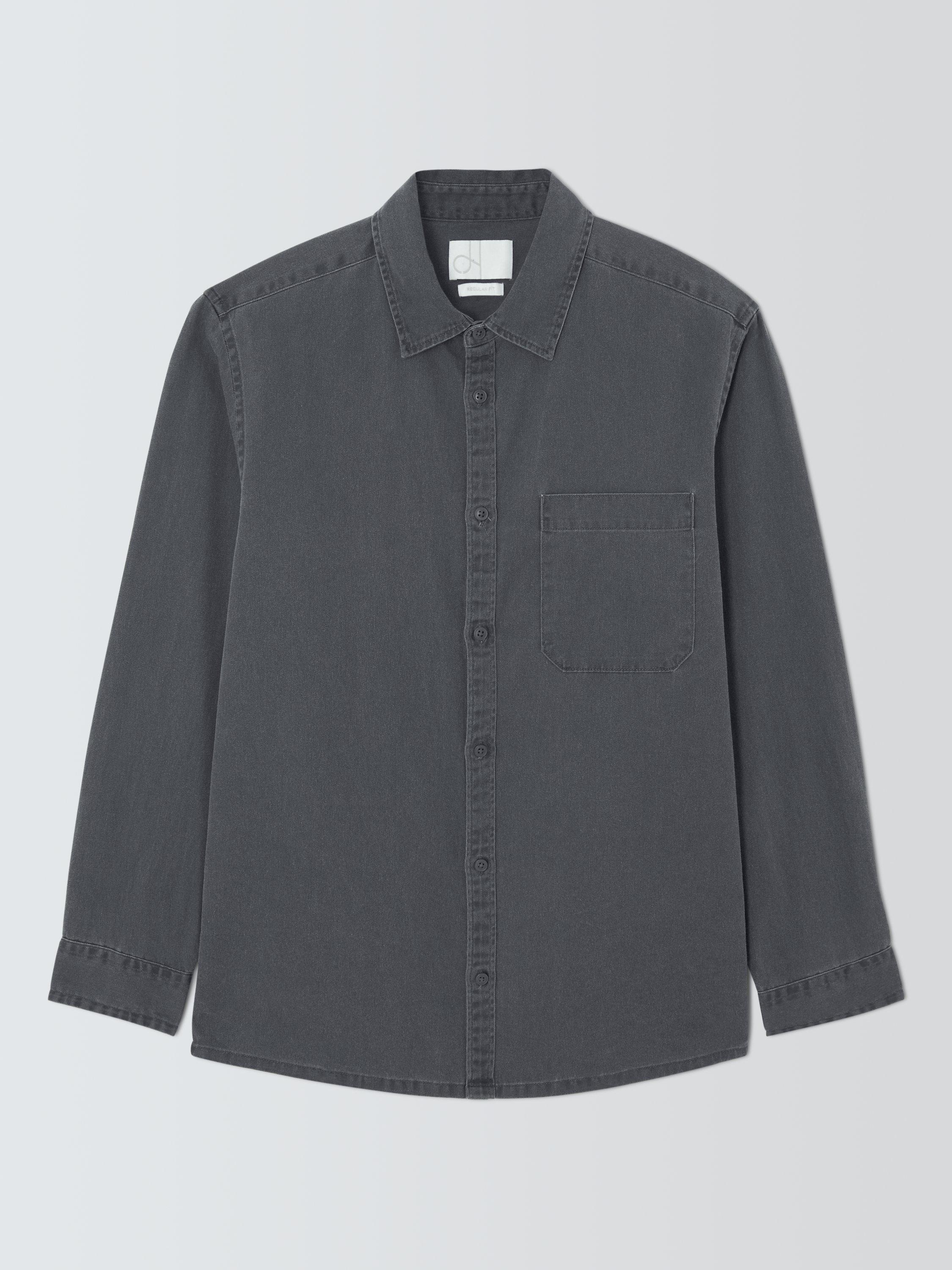 Product image 4 of 6, which shows John Lewis Regular Fit Washed Cotton Shirt, Asphalt, M