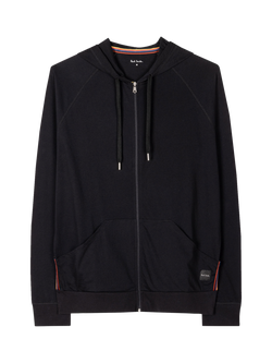 Paul Smith Artist Stripe Zip Front Cotton Hoodie, Black Black, Black Black
