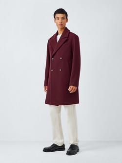 John Lewis Double Breasted Wool Blend Overcoat, Fig, Fig
