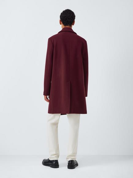 John Lewis Double Breasted Wool Blend Overcoat, Fig - view 2, Fig