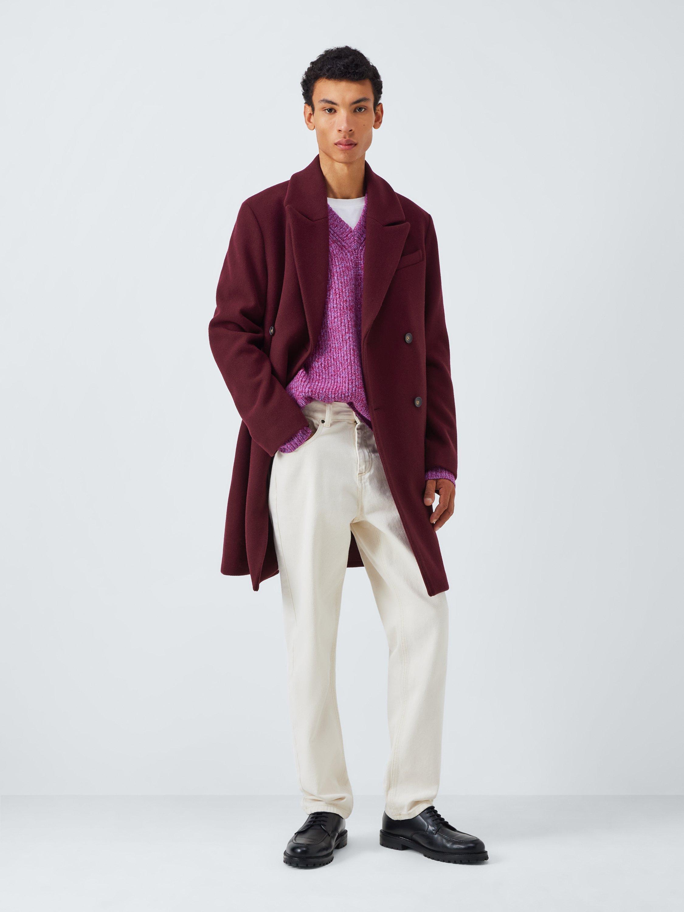 Product image 3 of 6, which shows John Lewis Double Breasted Wool Blend Overcoat, Fig, S