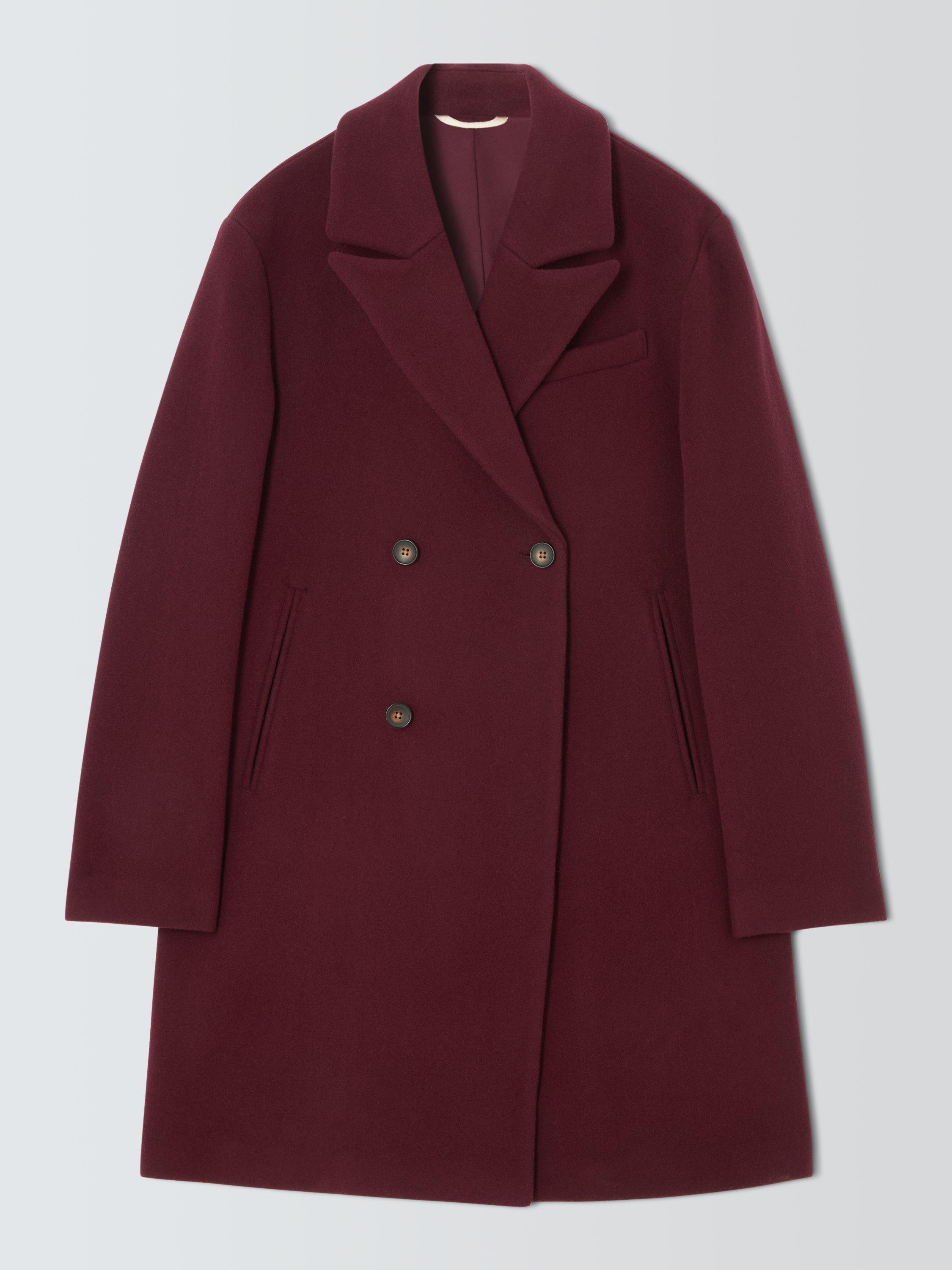 Product image 4 of 6, which shows John Lewis Double Breasted Wool Blend Overcoat, Fig, S