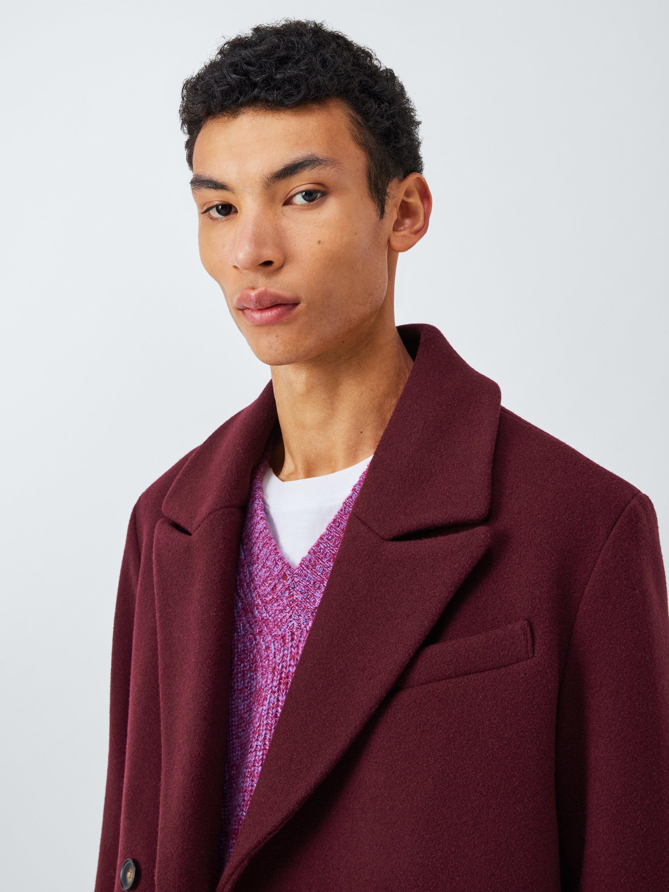 Product image 5 of 6, which shows John Lewis Double Breasted Wool Blend Overcoat, Fig, S