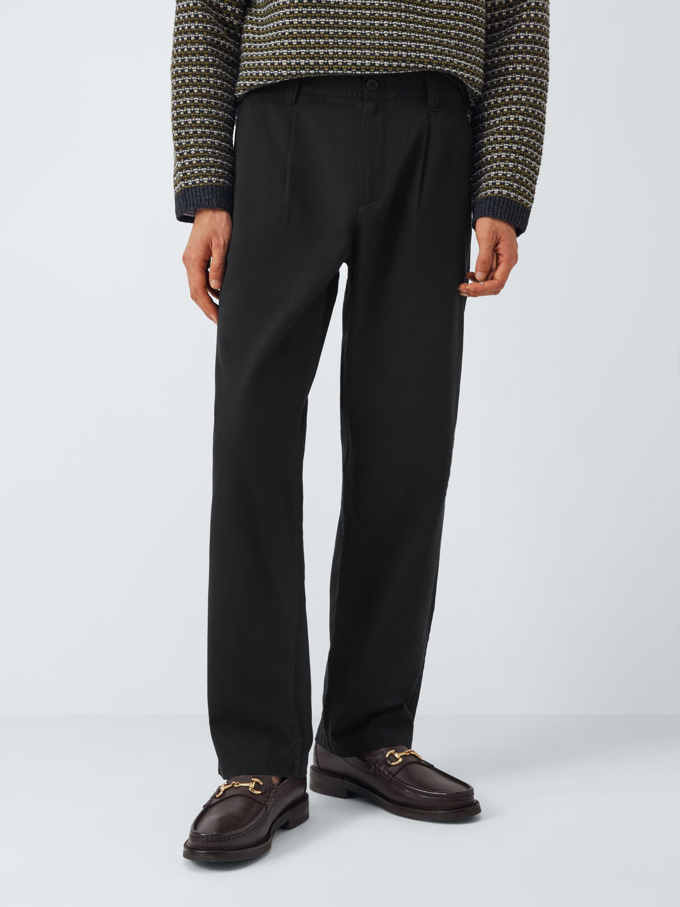 Product image 1 of 6, which shows John Lewis Relaxed Fit Cotton Chinos, Black, 30R
