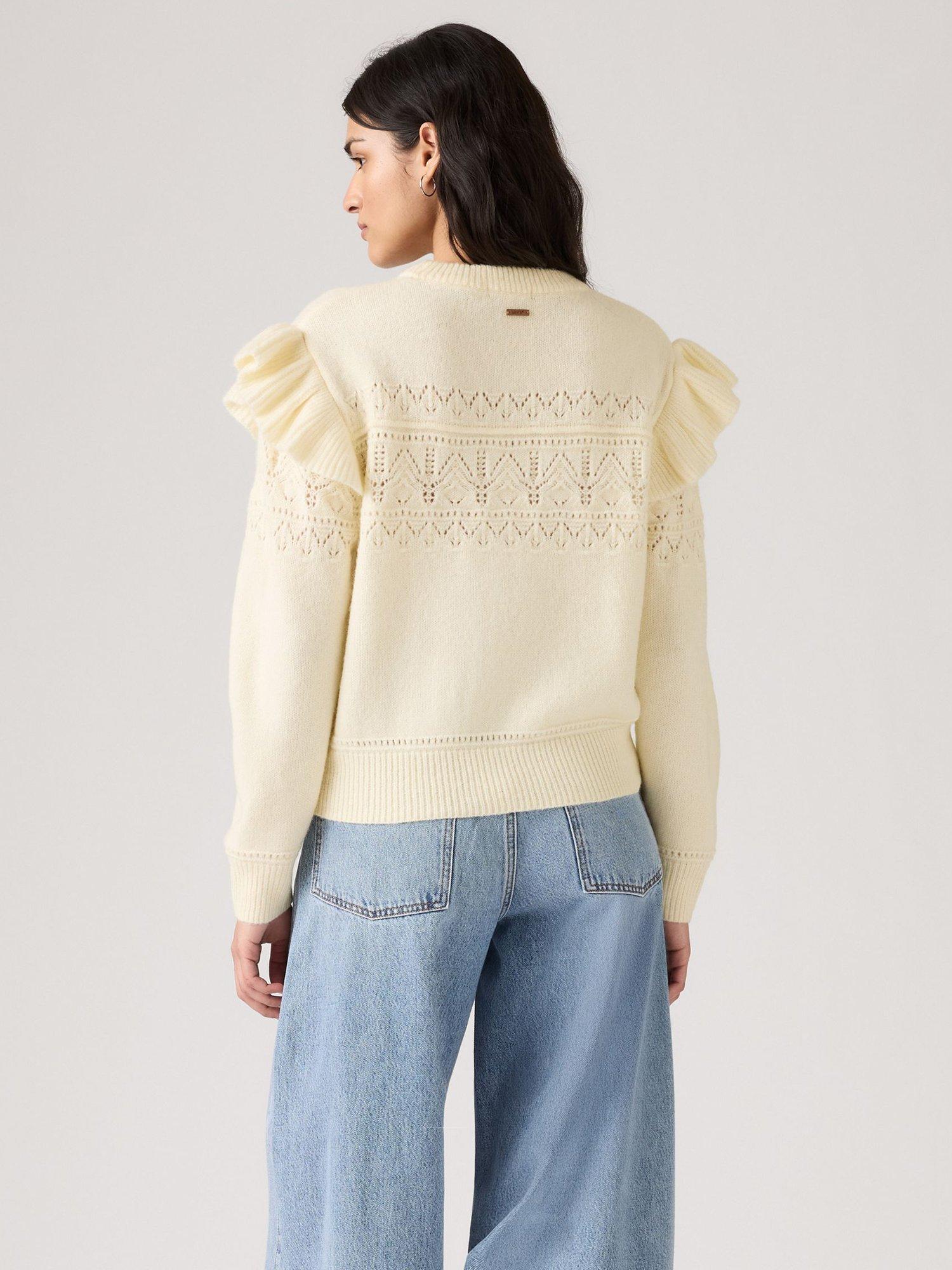 Product image 2 of 3, which shows Levi's Shane Flutter Sleeve Embroidered Jumper, Tofu, XS