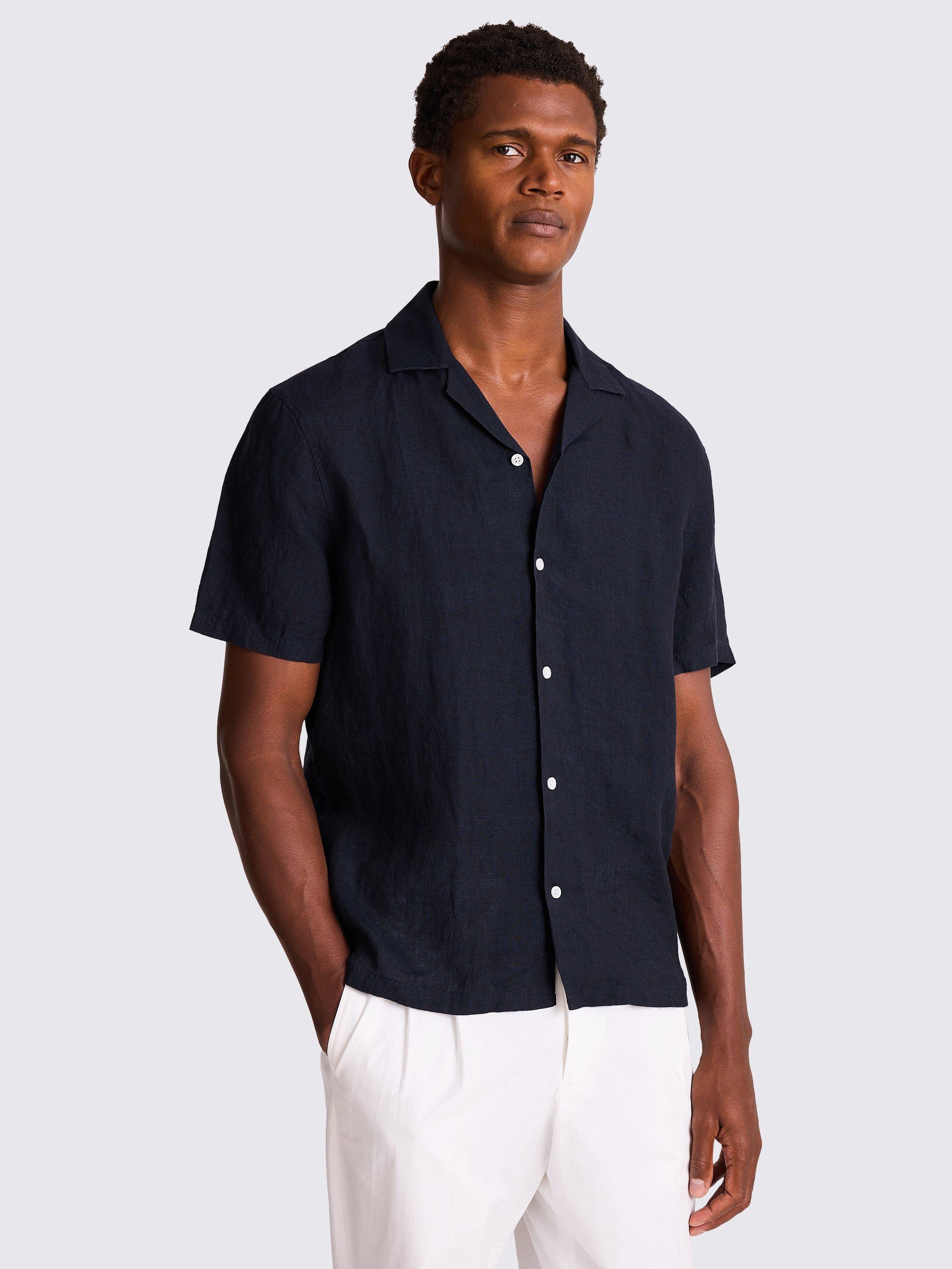 Moss Linen Shirt, Navy