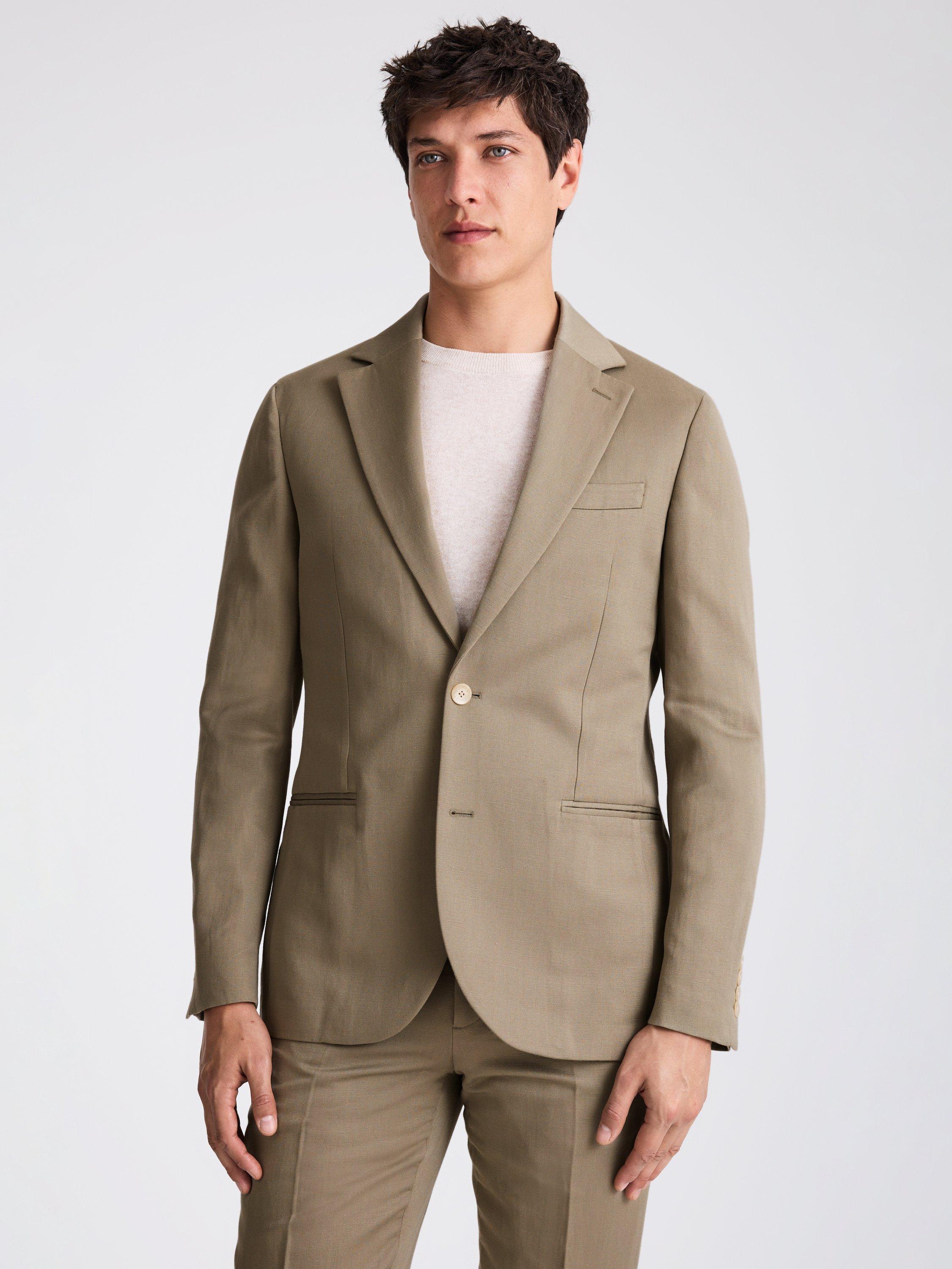 Moss Tailored Fit Linen Blend Suit Jacket, Green