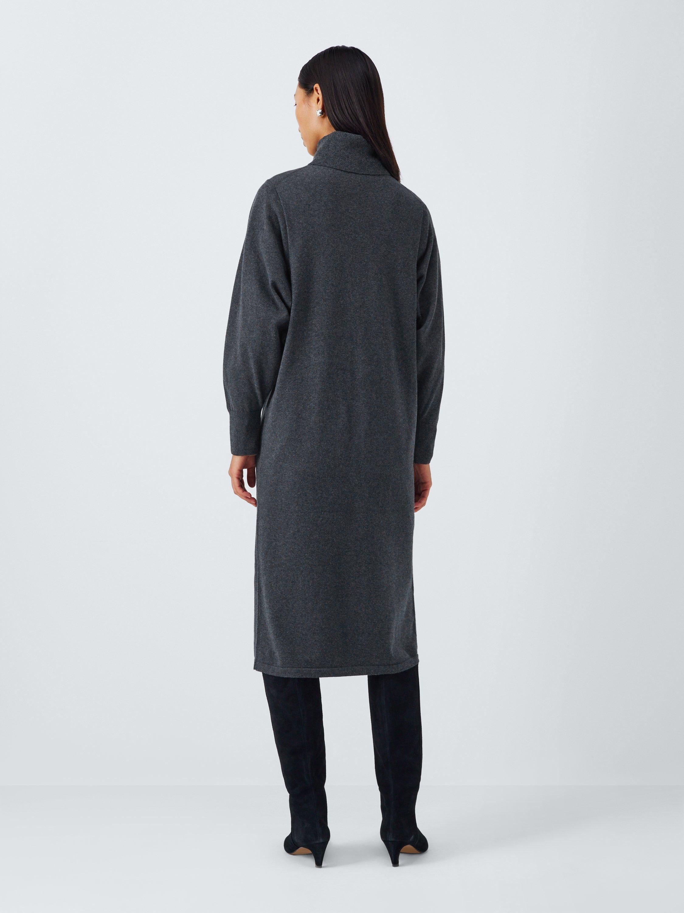 Product image 2 of 6, which shows John Lewis Turtle Neck Midi Jumper Dress, Dark Grey, S