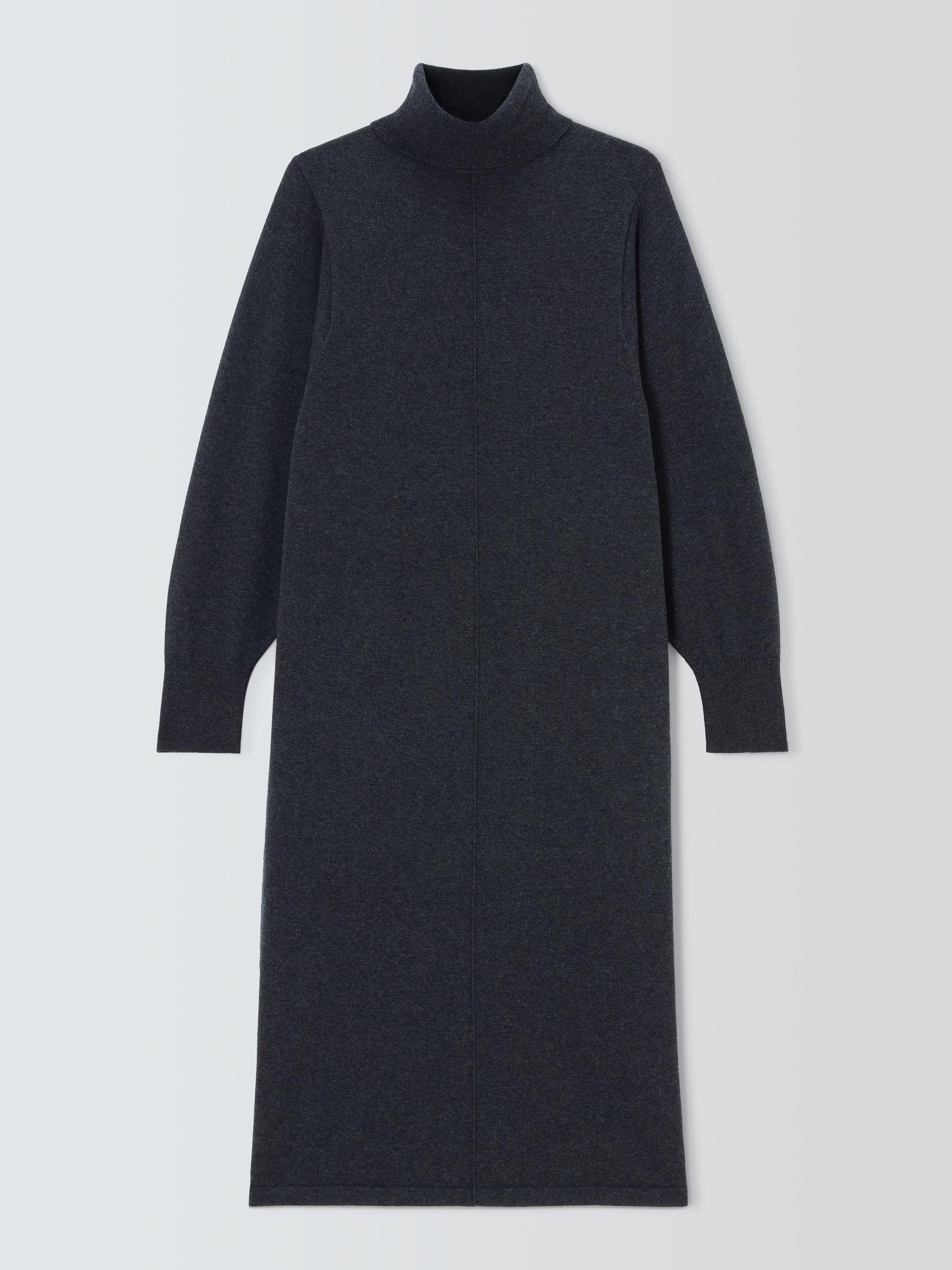 Product image 4 of 6, which shows John Lewis Turtle Neck Midi Jumper Dress, Dark Grey, S