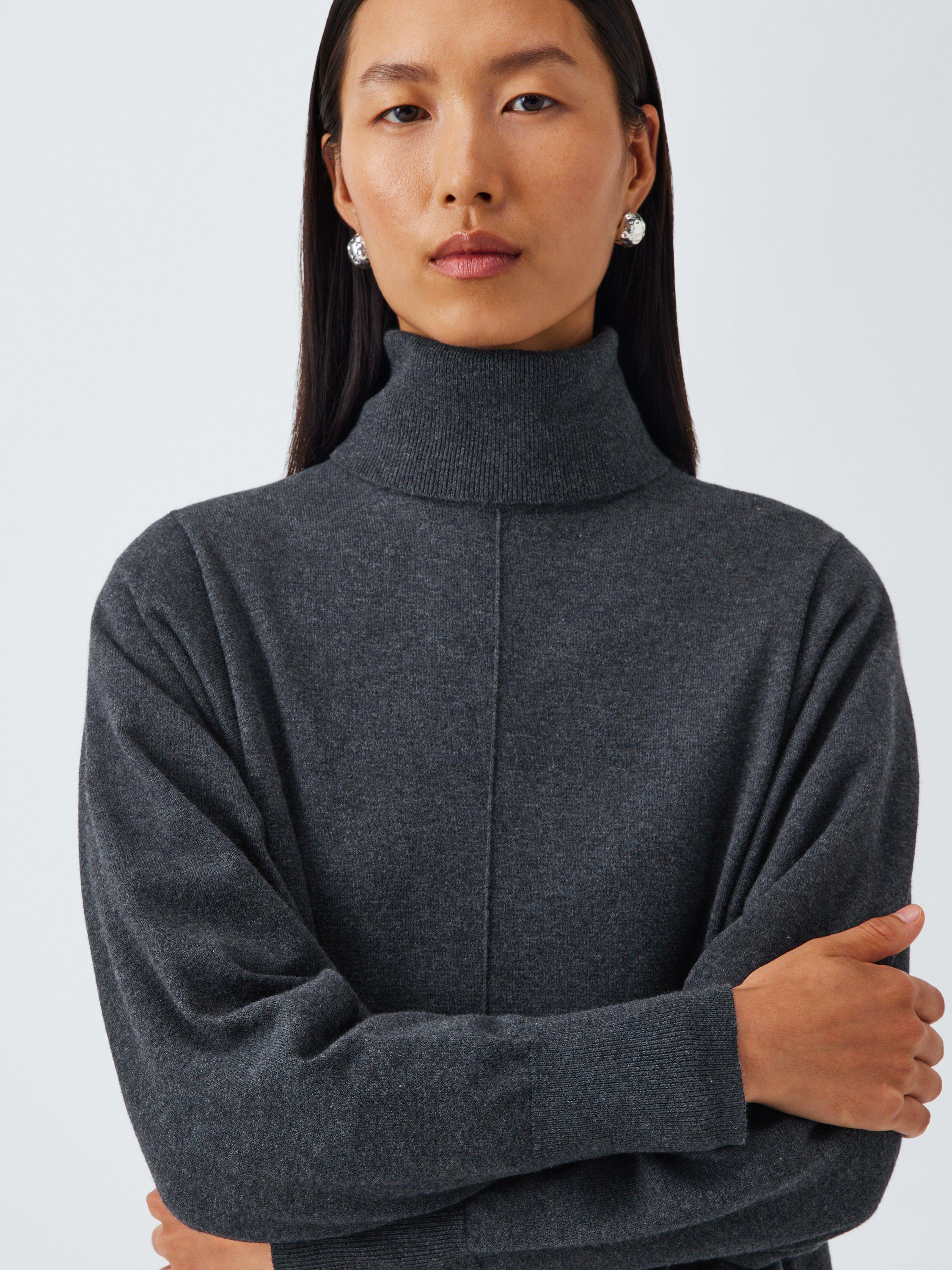 Product image 6 of 6, which shows John Lewis Turtle Neck Midi Jumper Dress, Dark Grey, S
