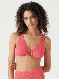 HUSH Crinkle Ring Bikini Top, Coral Pink, Coral Pink