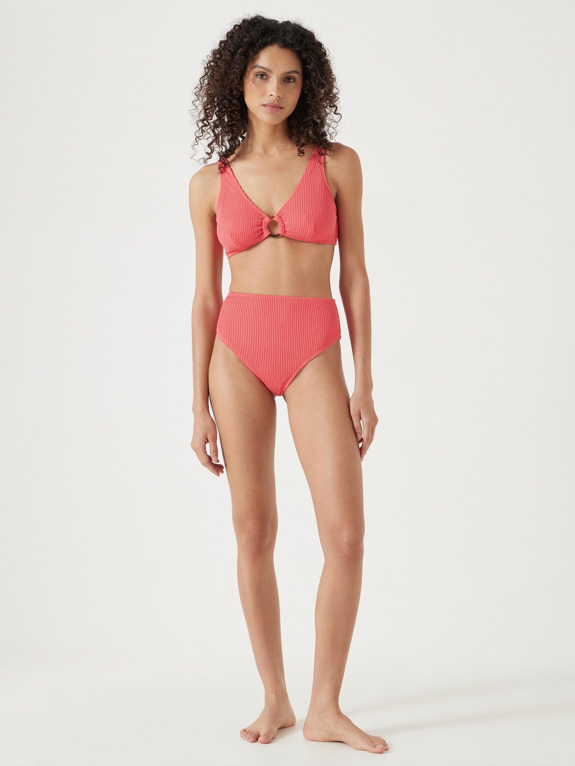 Product image 1 of 6, which shows HUSH Harper High Waist Bikini Bottoms, Coral Pink, 4