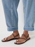 HUSH Leather Metal Detail Strappy Sandals, Tan Brown, Tan Brown