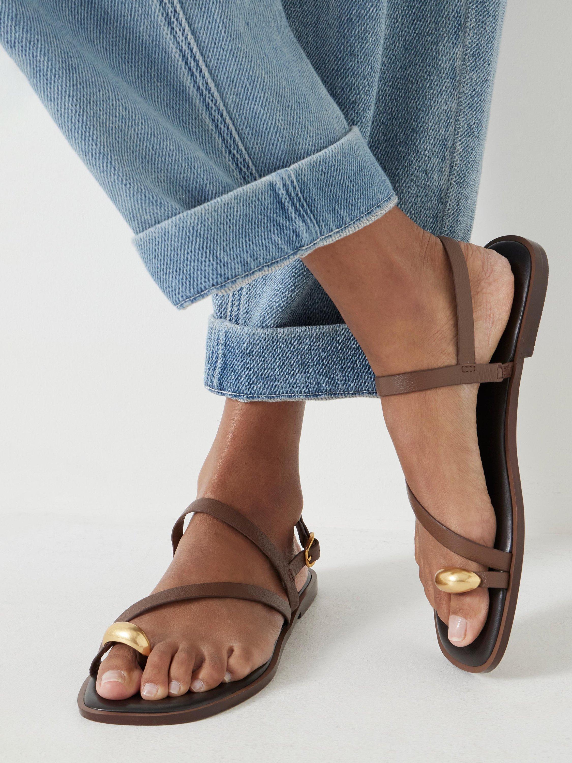 Product image 7 of 7, which shows HUSH Leather Metal Detail Strappy Sandals, Tan Brown, 3