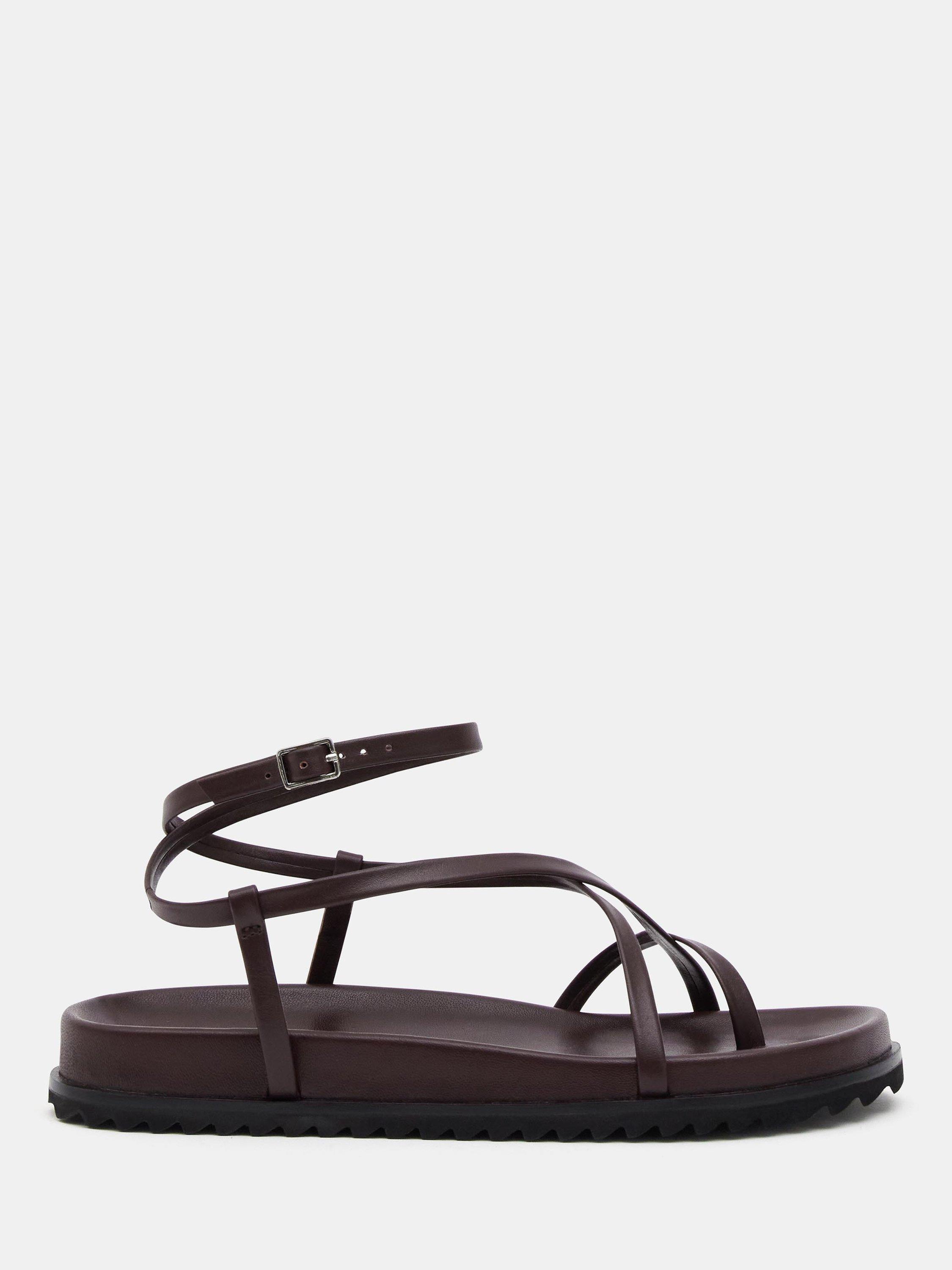 Product image 1 of 7, which shows HUSH Thea Leather Strappy Sandals, Burgundy Red, 3