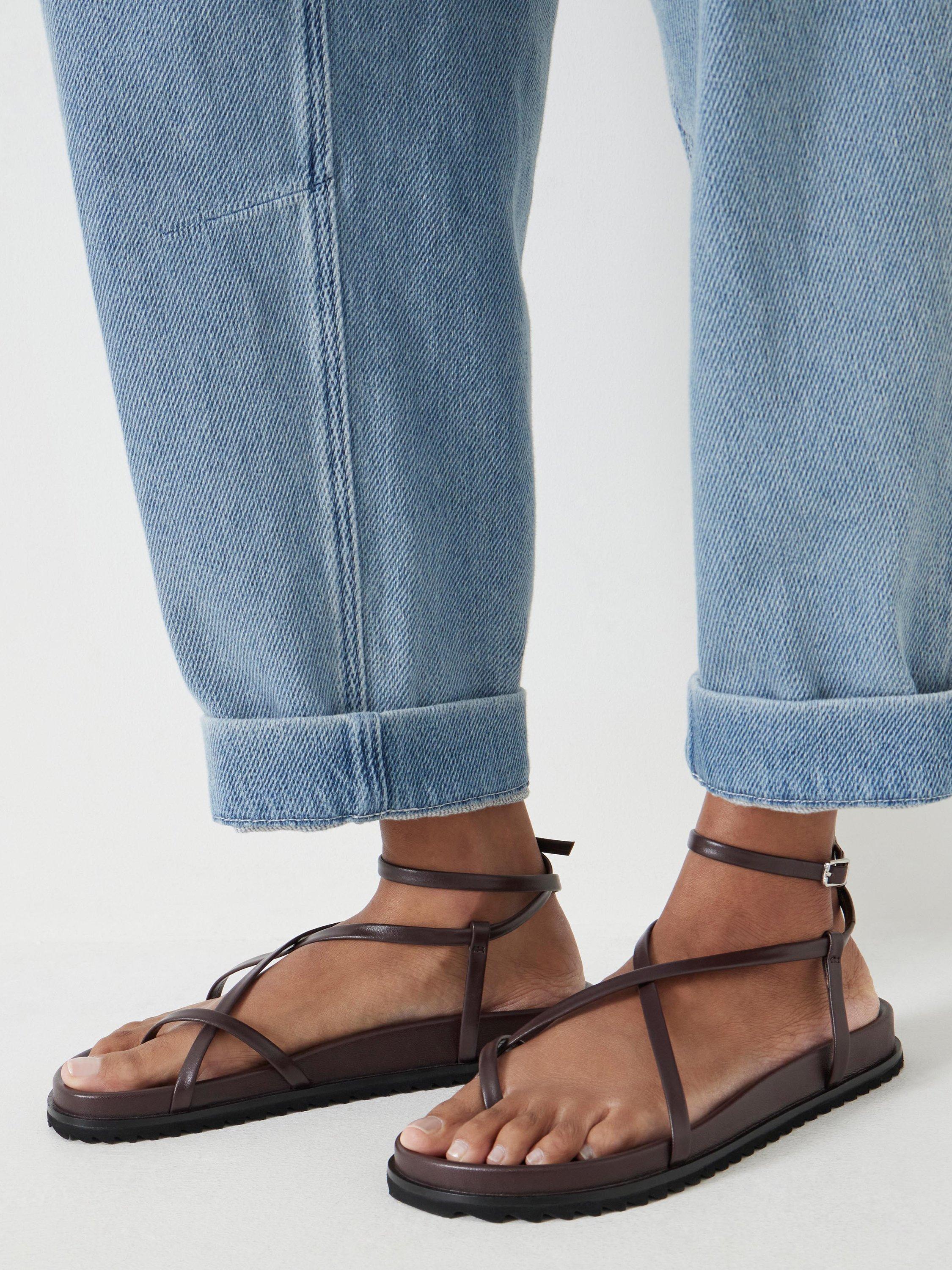 Product image 2 of 7, which shows HUSH Thea Leather Strappy Sandals, Burgundy Red, 3