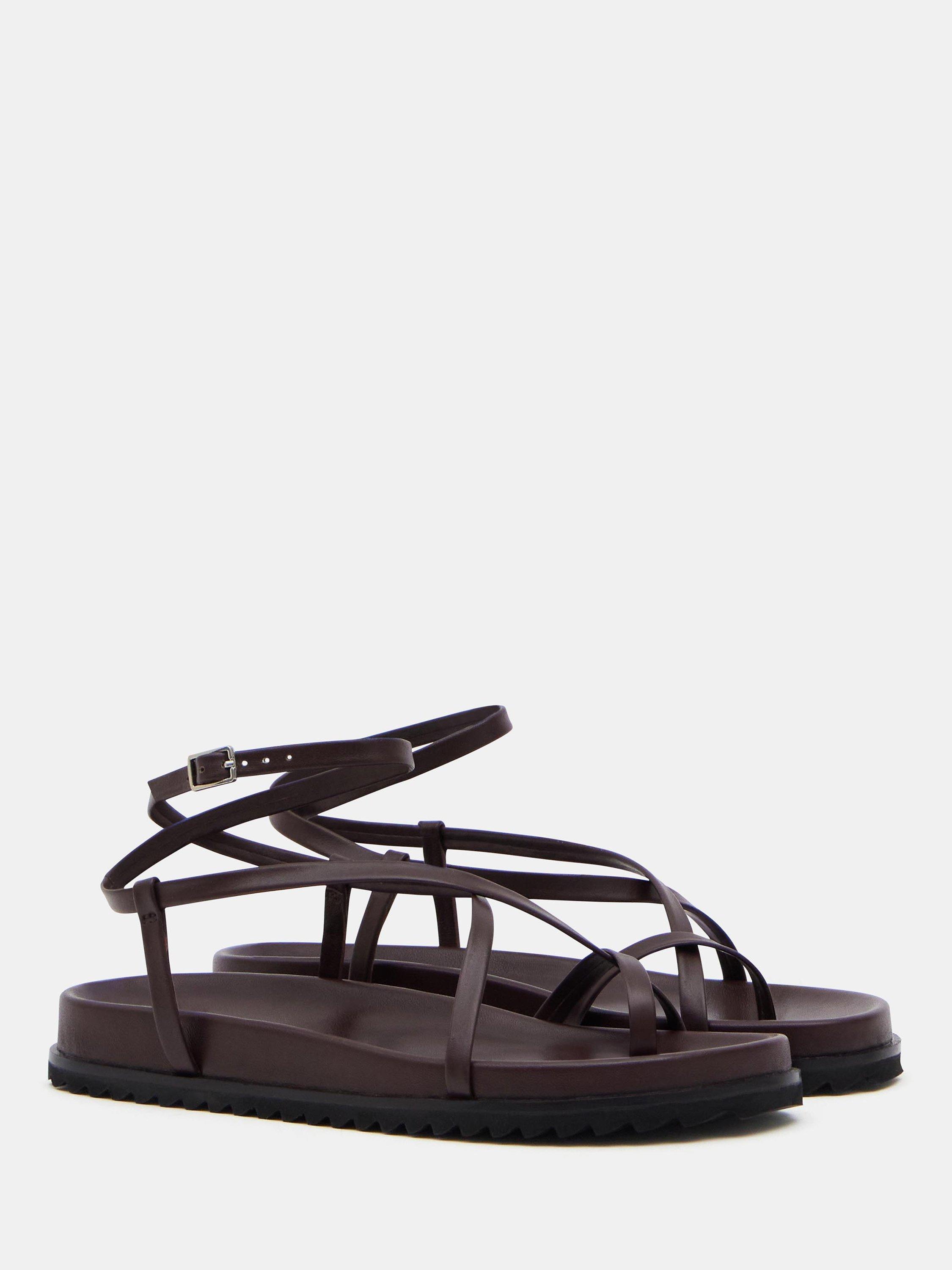 Product image 3 of 7, which shows HUSH Thea Leather Strappy Sandals, Burgundy Red, 3