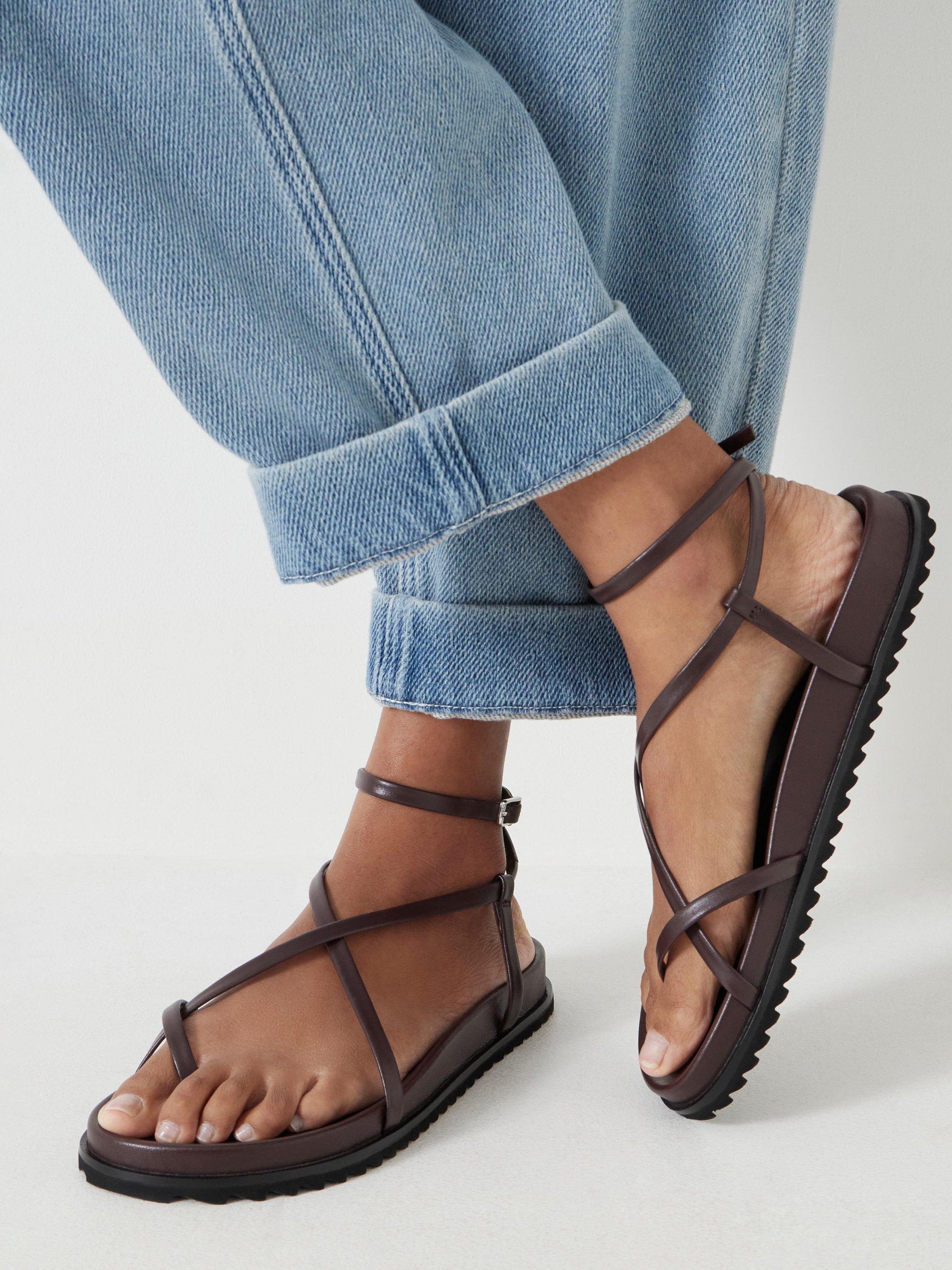 Product image 4 of 7, which shows HUSH Thea Leather Strappy Sandals, Burgundy Red, 3
