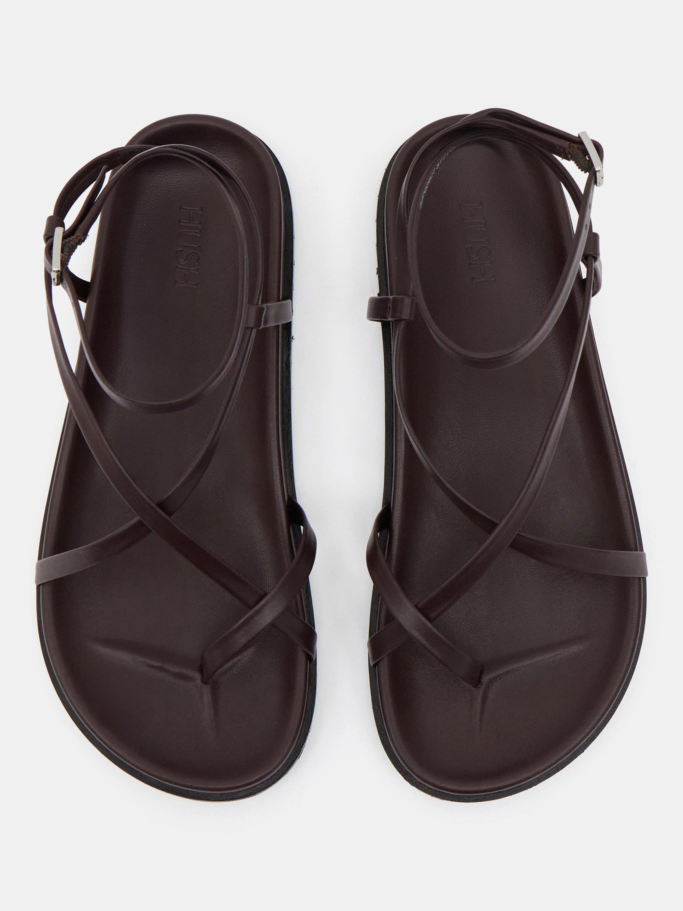 Product image 5 of 7, which shows HUSH Thea Leather Strappy Sandals, Burgundy Red, 3
