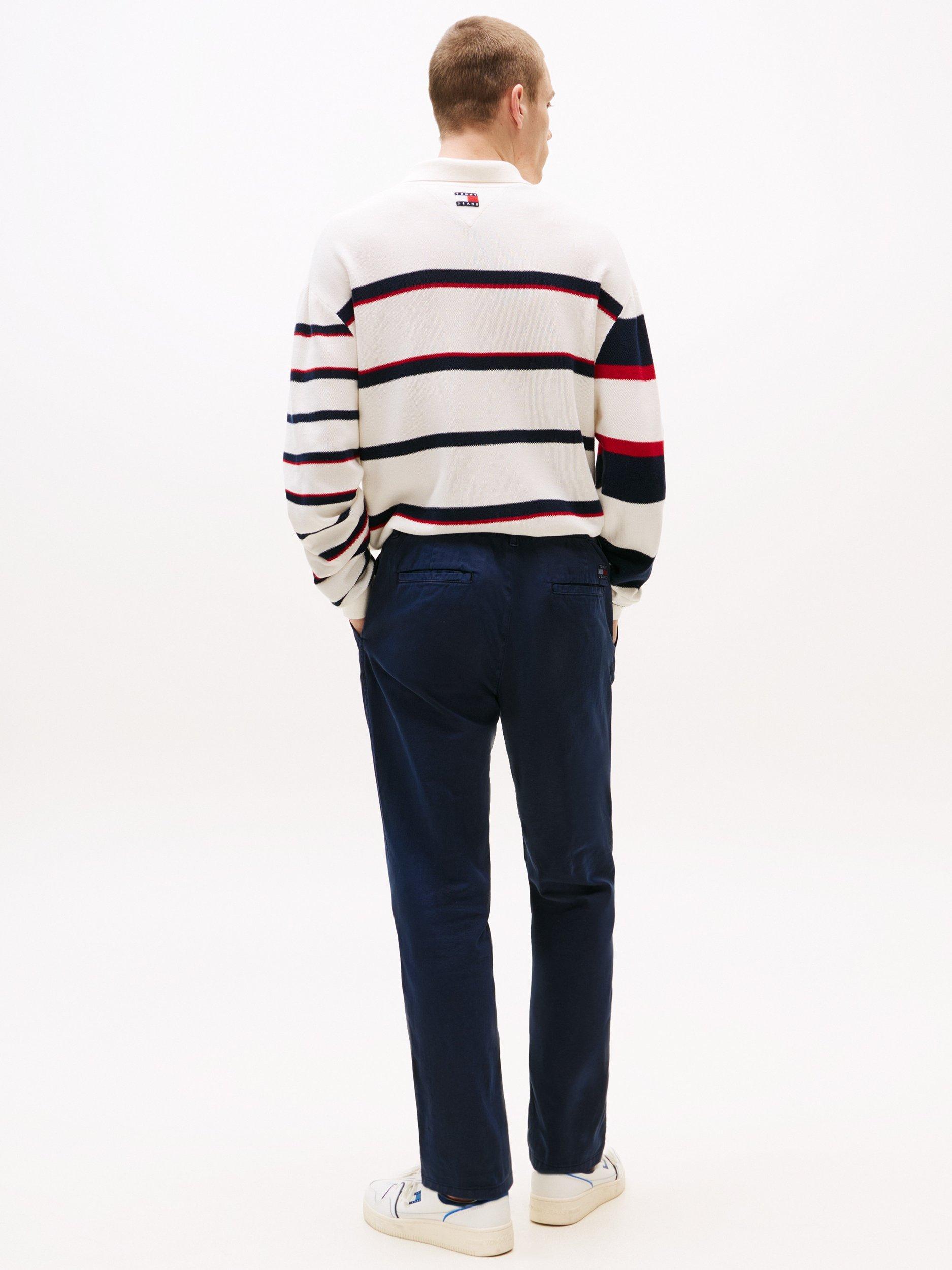 Product image 2 of 5, which shows Tommy Hilfiger Relaxed Cotton Trousers, Navy, 30R