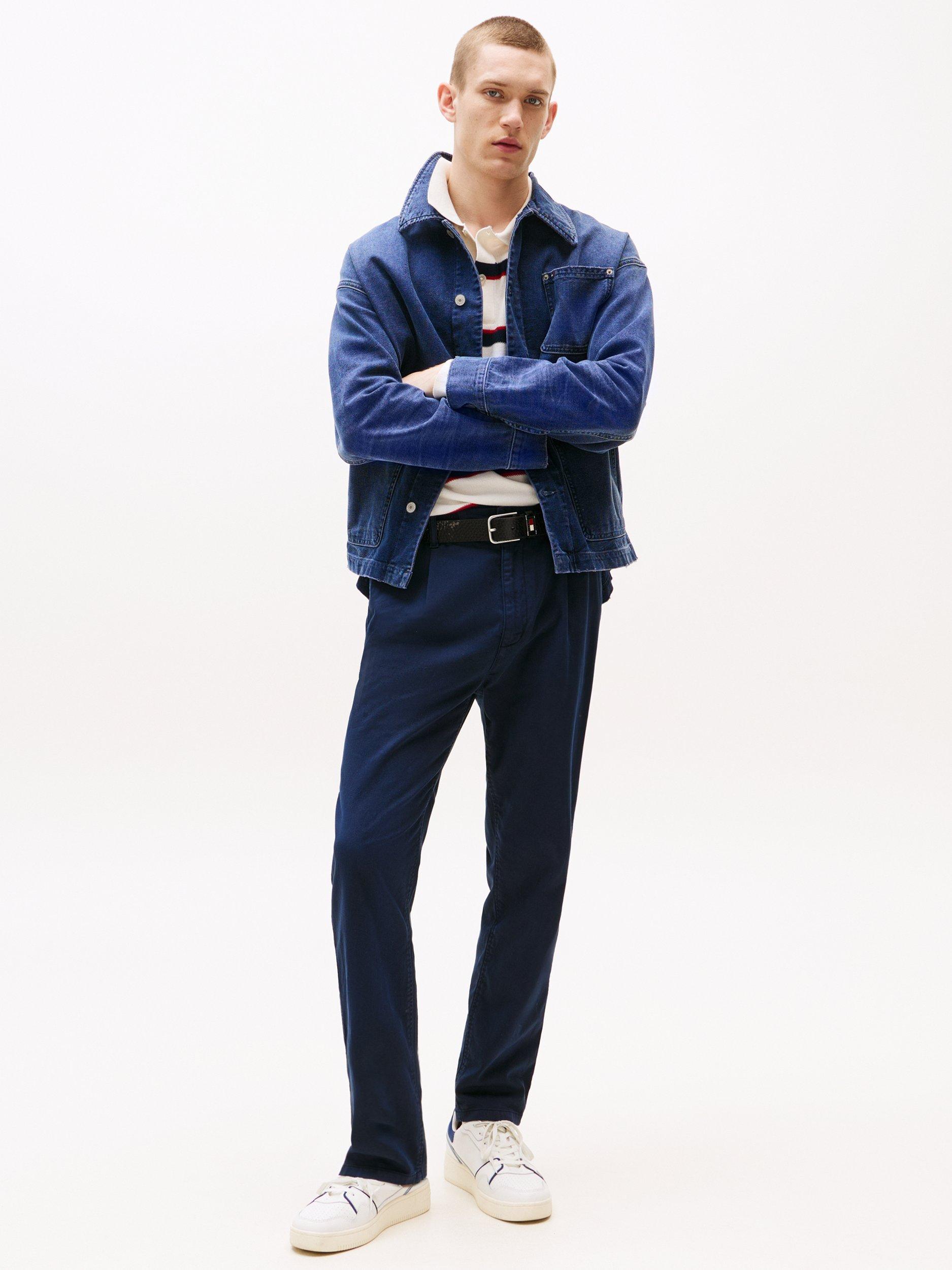 Product image 3 of 5, which shows Tommy Hilfiger Relaxed Cotton Trousers, Navy, 30R