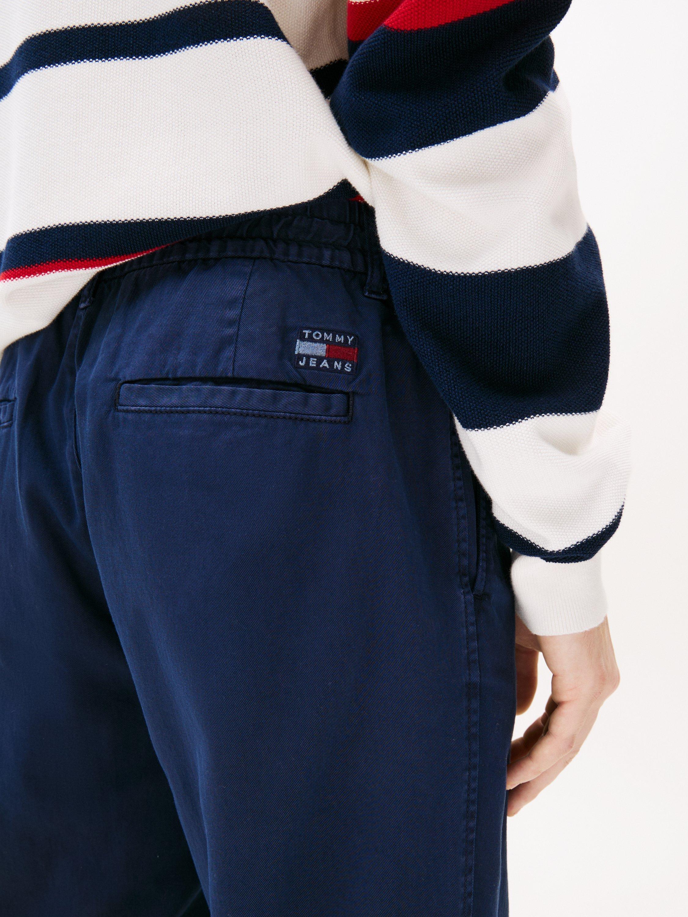 Product image 4 of 5, which shows Tommy Hilfiger Relaxed Cotton Trousers, Navy, 30R