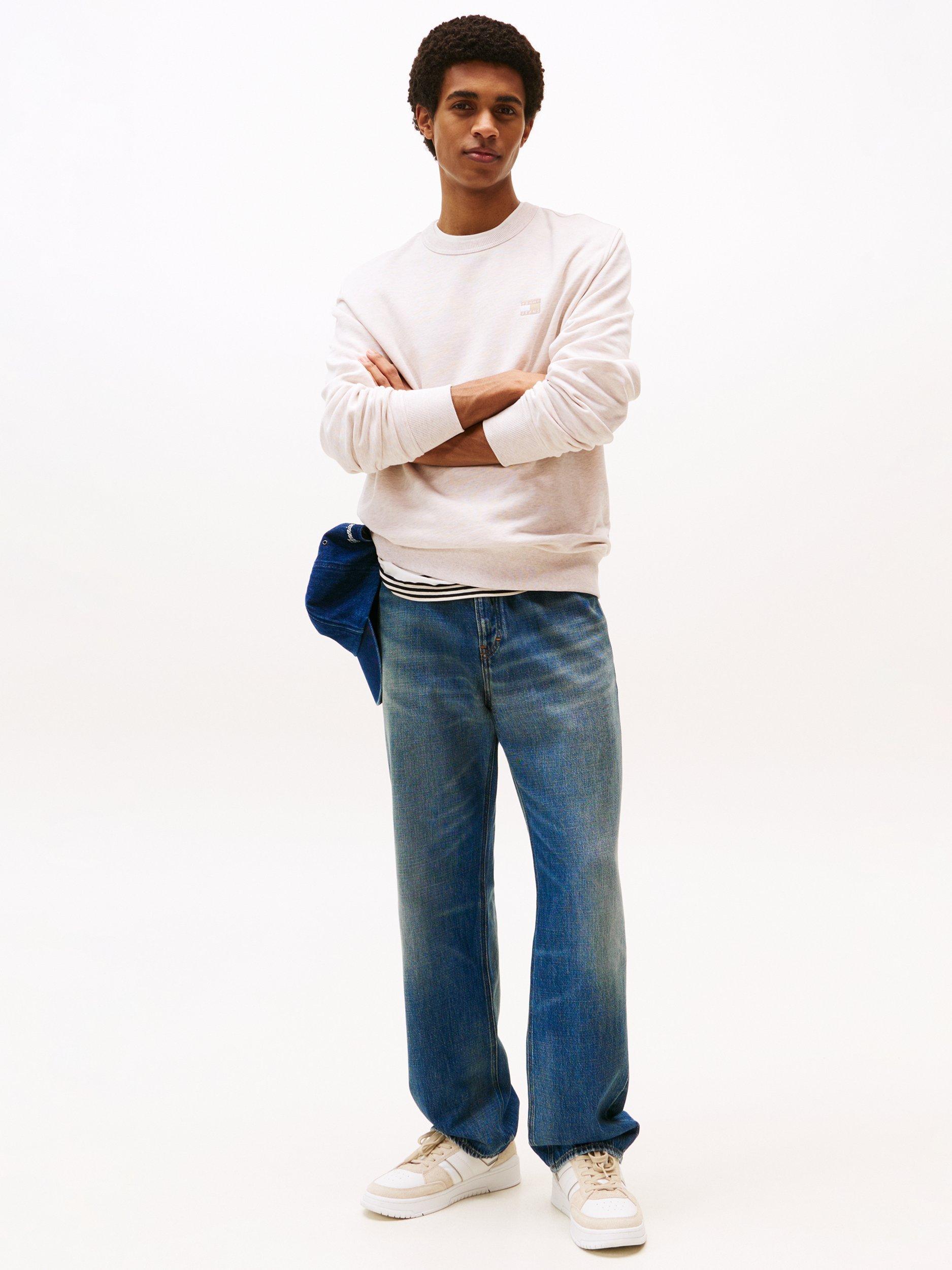 Product image 3 of 5, which shows Tommy Jeans Cotton Logo Sweatshirt, Oat Marl Heather, M