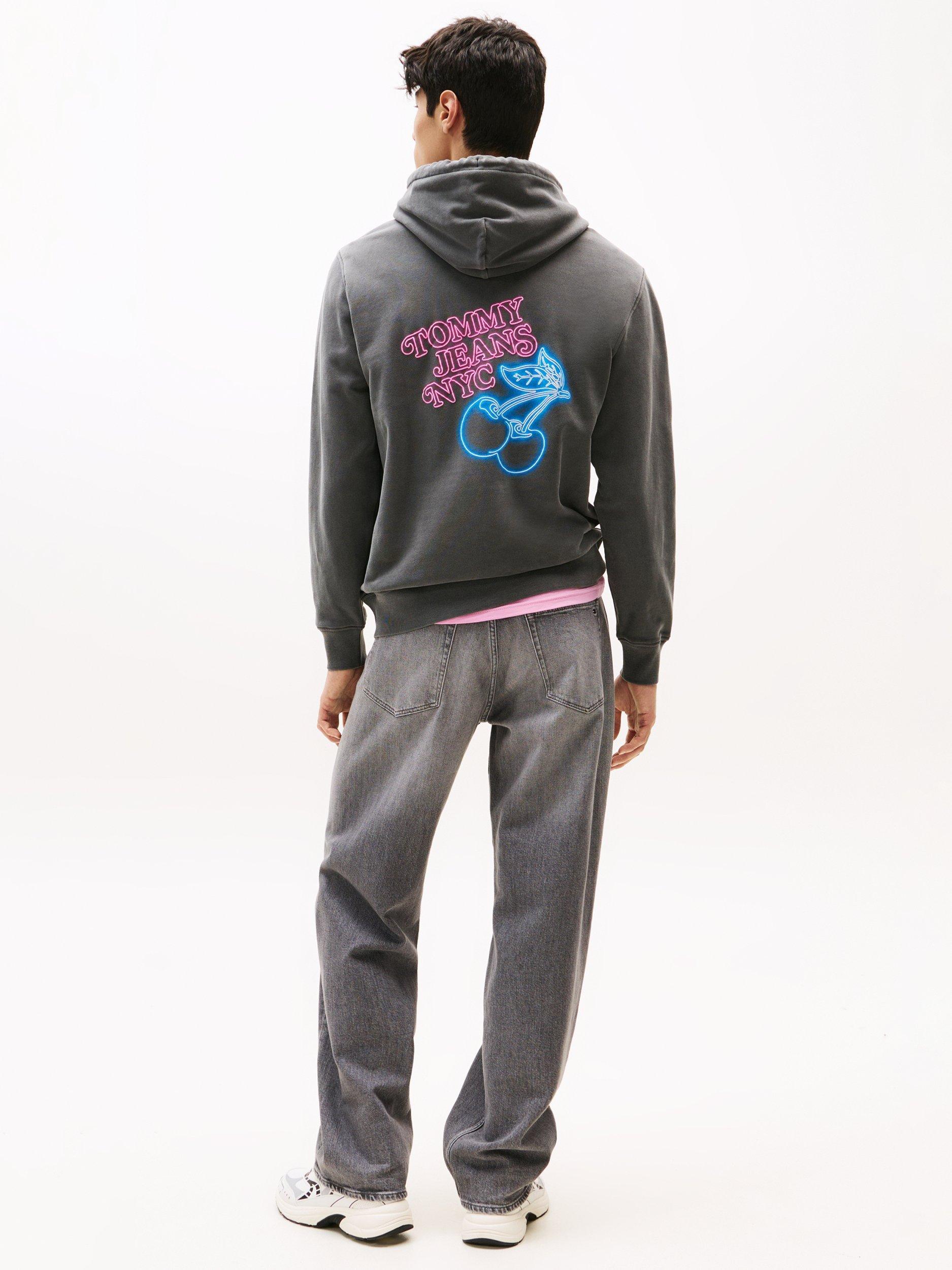 Product image 2 of 5, which shows Tommy Jeans Novelty Fair Cotton Hoodie, Black Neon, XS