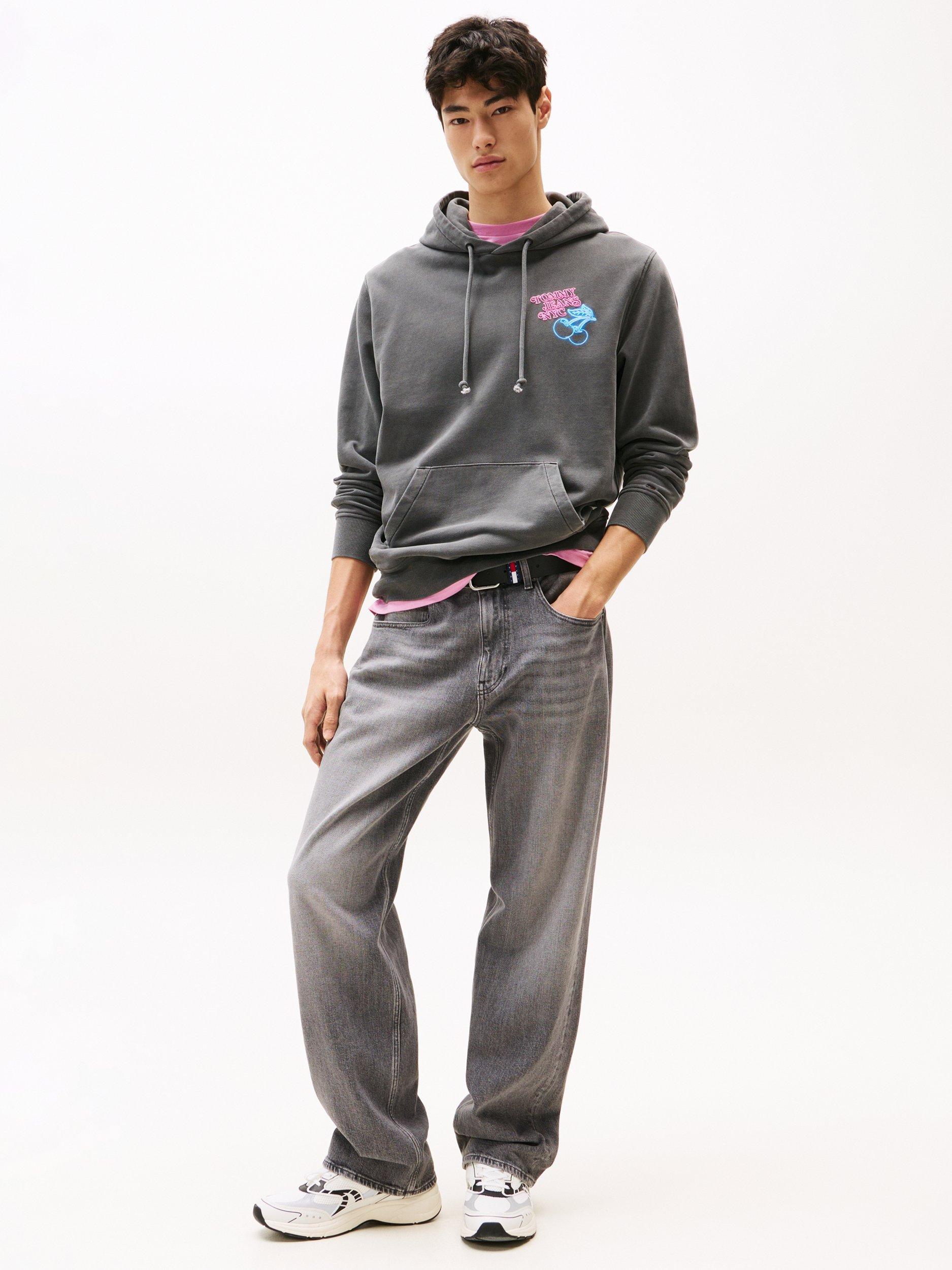 Product image 3 of 5, which shows Tommy Jeans Novelty Fair Cotton Hoodie, Black Neon, XS