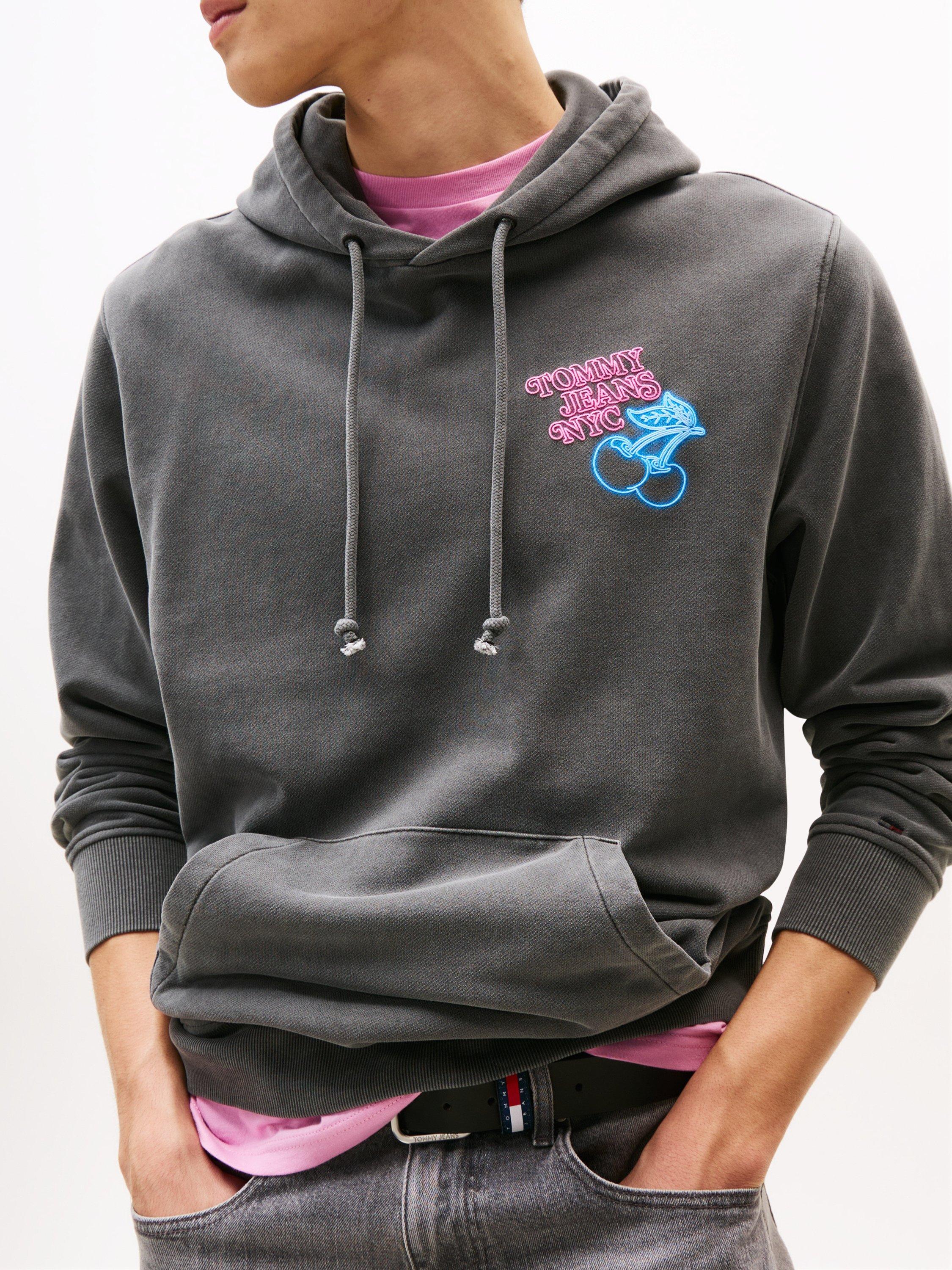 Product image 4 of 5, which shows Tommy Jeans Novelty Fair Cotton Hoodie, Black Neon, XS