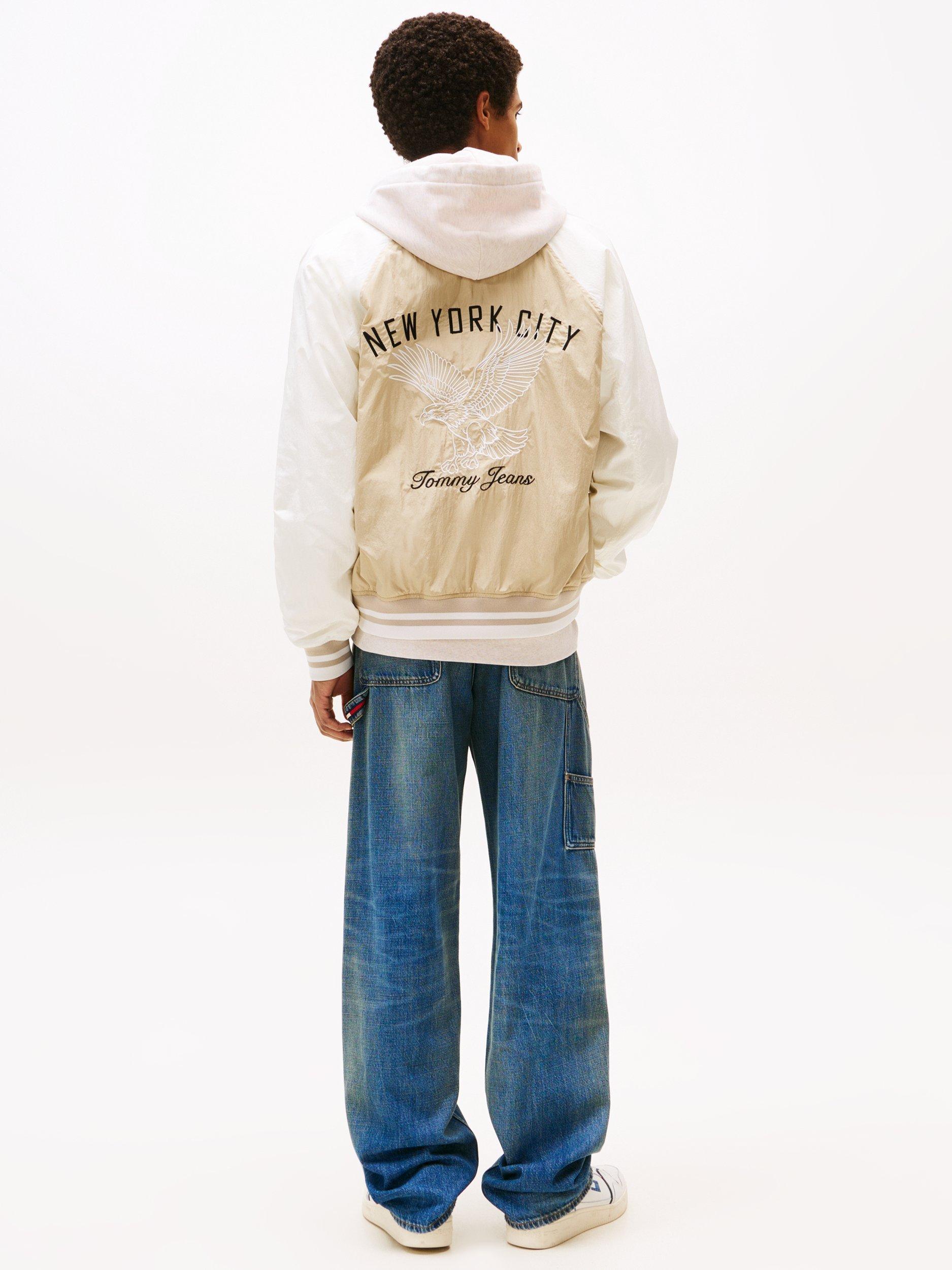 Product image 2 of 7, which shows Tommy Hilfiger Tommy Jeans Graphic Bomber Jacket, Silt/Ancient White, XS