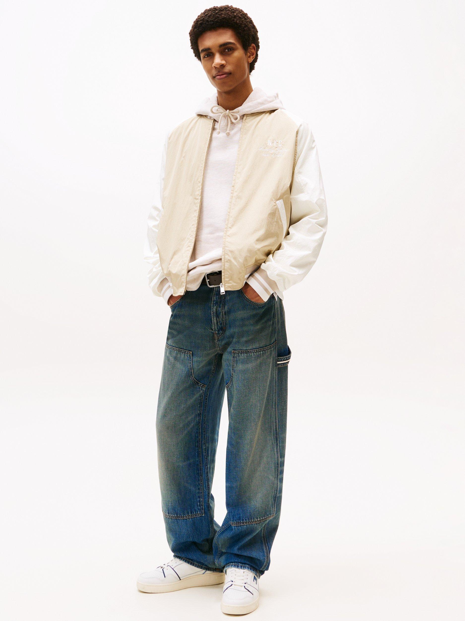 Product image 3 of 7, which shows Tommy Hilfiger Tommy Jeans Graphic Bomber Jacket, Silt/Ancient White, XS