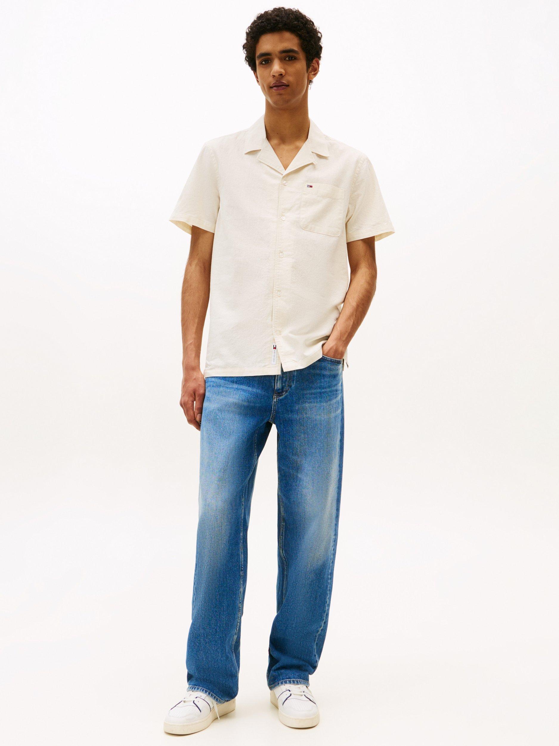 Product image 3 of 5, which shows Tommy Hilfiger Cotton Linen Blend Shirt, Natural, L