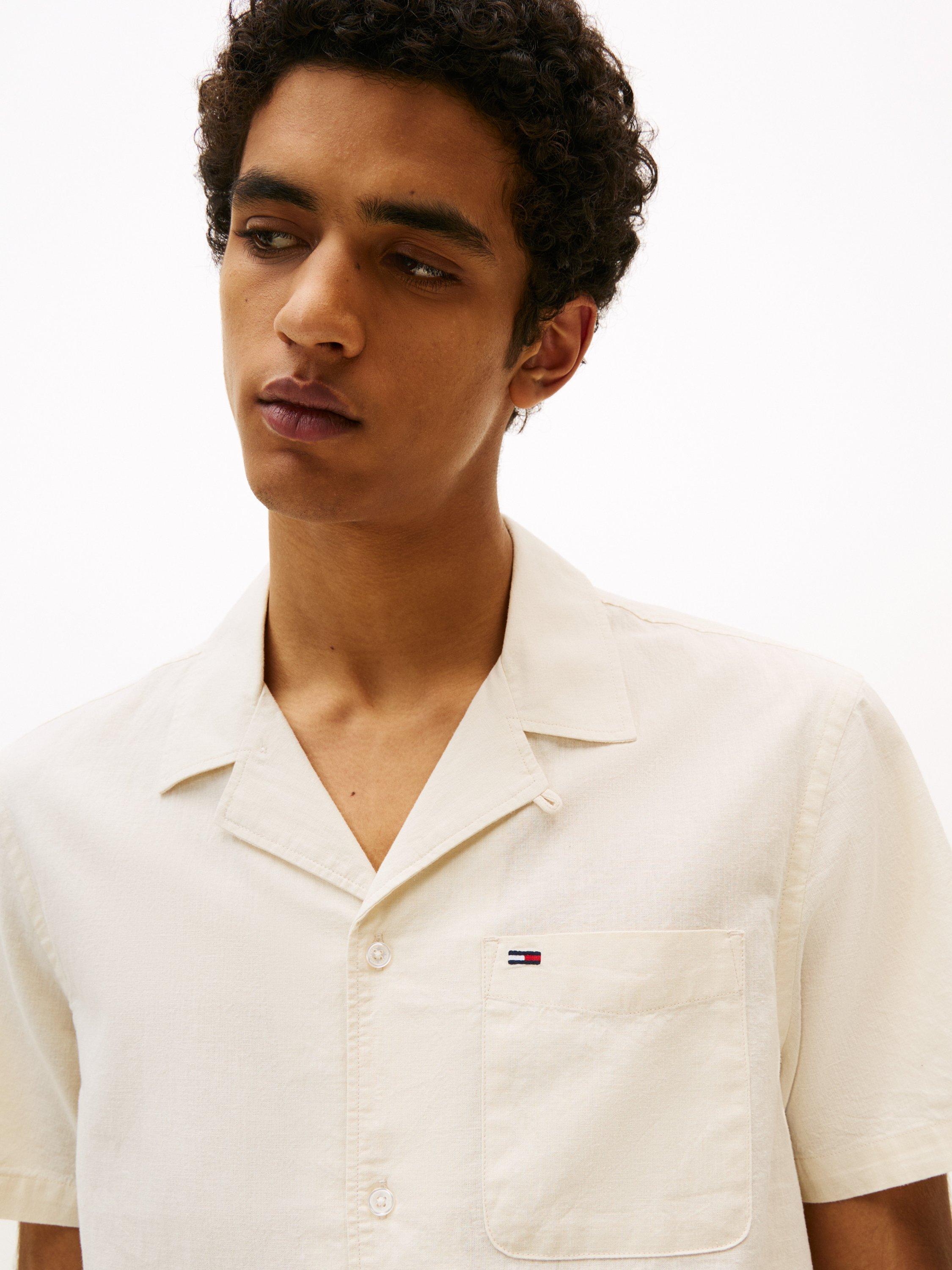 Product image 4 of 5, which shows Tommy Hilfiger Cotton Linen Blend Shirt, Natural, L