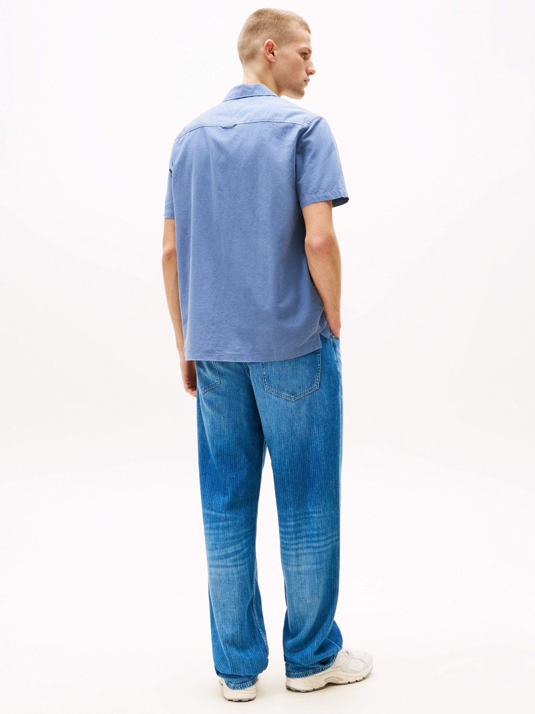 Product image 2 of 4, which shows Tommy Hilfiger Cotton Linen Blend Shirt, Navy Blue, XS