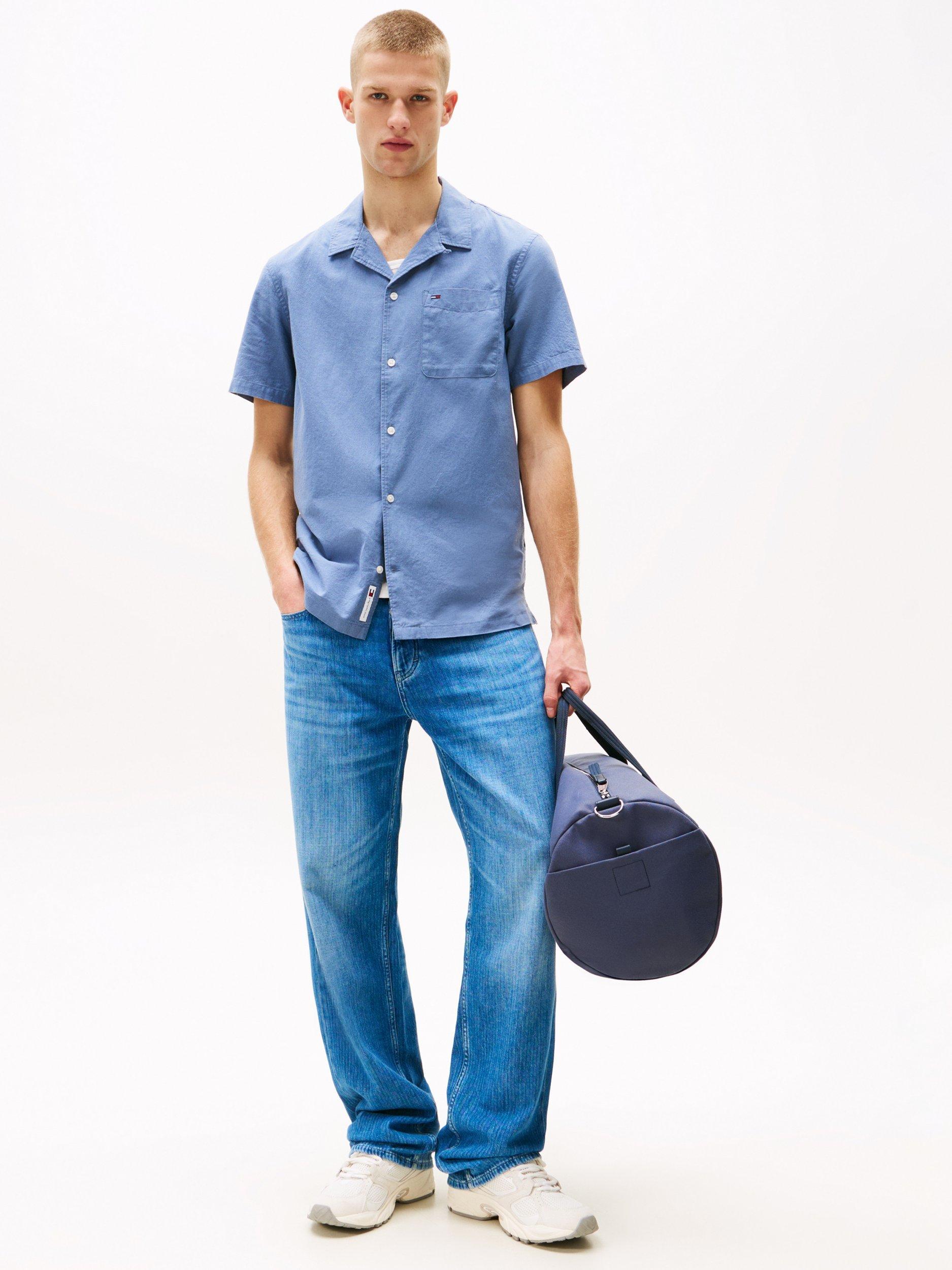 Product image 3 of 4, which shows Tommy Hilfiger Cotton Linen Blend Shirt, Navy Blue, XS