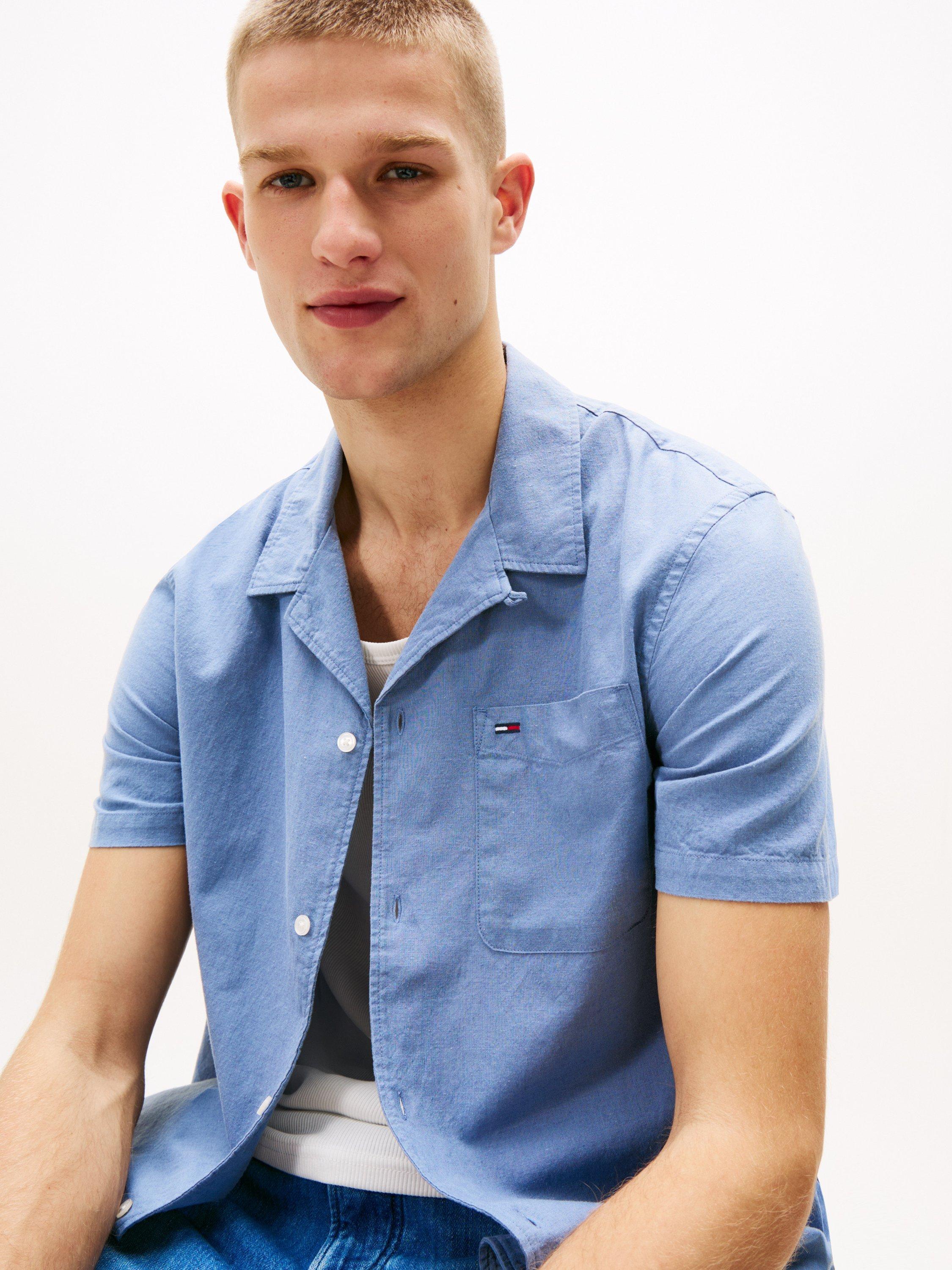 Product image 4 of 4, which shows Tommy Hilfiger Cotton Linen Blend Shirt, Navy Blue, XS