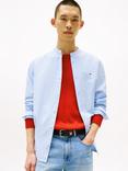 Tommy Jeans Cotton Regular Fit Grandad Collar Shirt, Mid Blue