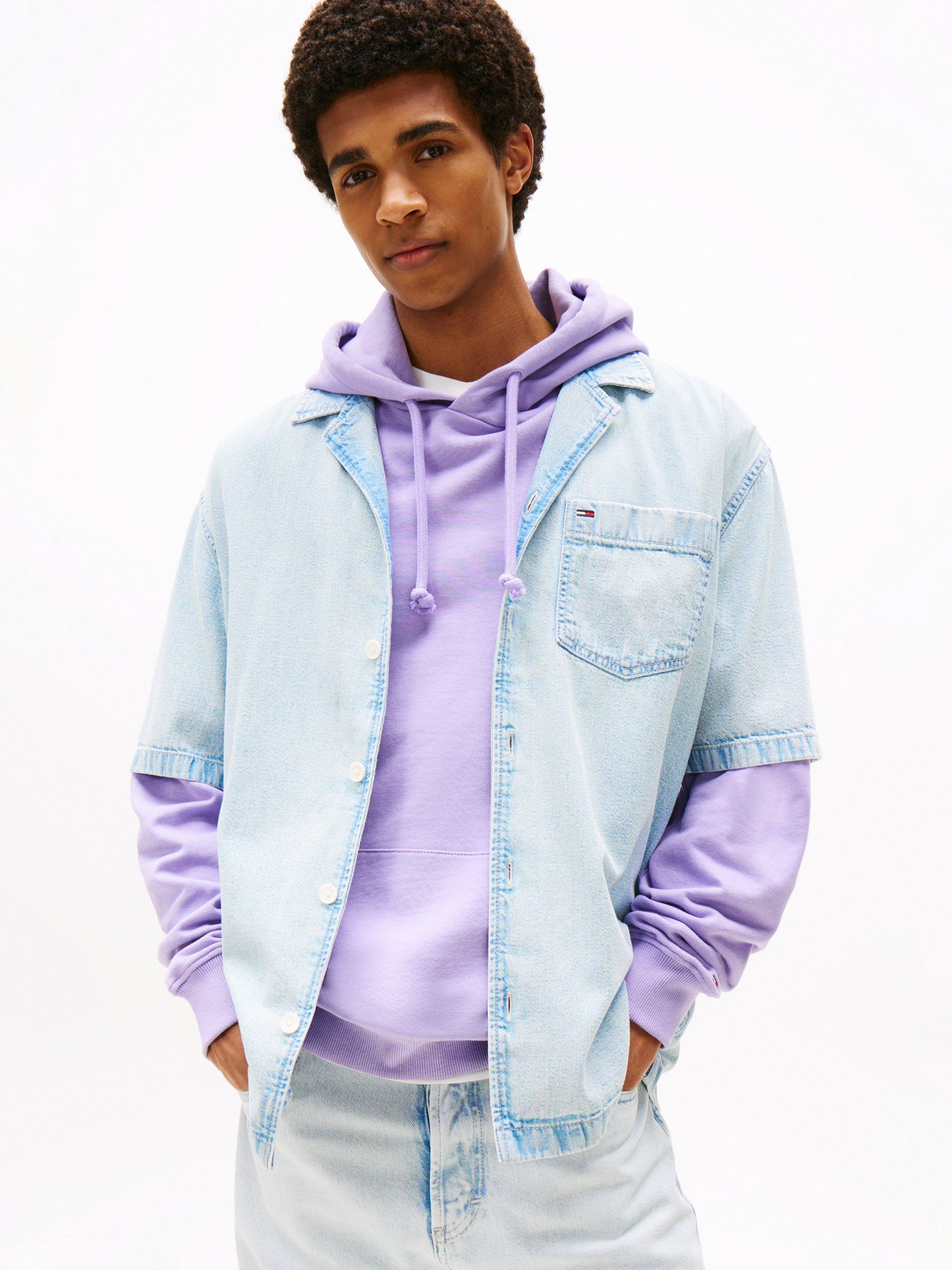 Product image 1 of 5, which shows Tommy Jeans Denim Revere Collar Shirt, Blue, XS