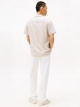 Tommy Jeans Cotton Regular Fit Textured Stripe Revere Collar Shirt, Beige