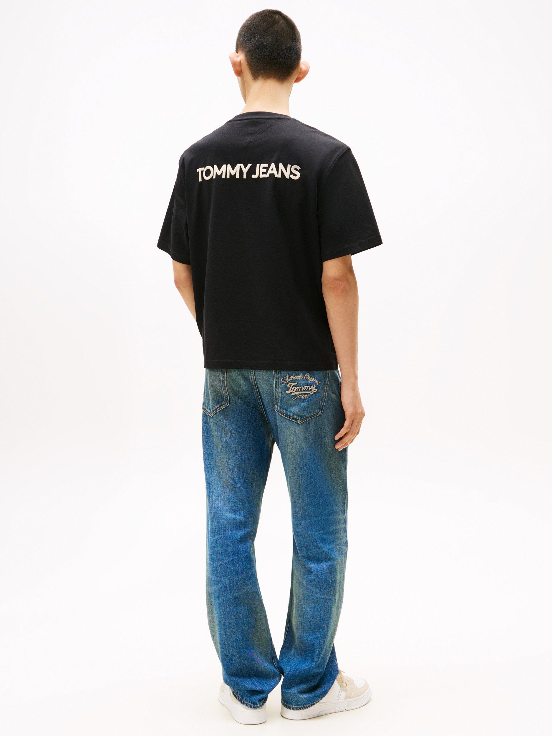 Product image 2 of 5, which shows Tommy Jeans Cotton Regular Fit Short Sleeve Archive Logo T-Shirt, Black, XS