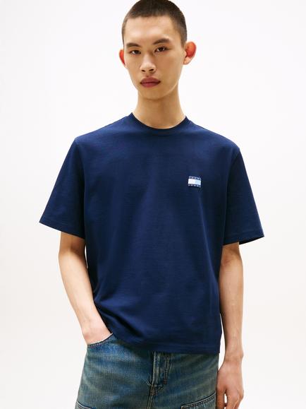 Tommy Jeans Cotton Regular Fit Short Sleeve Logo T-Shirt, Navy/Multi, Navy/Multi