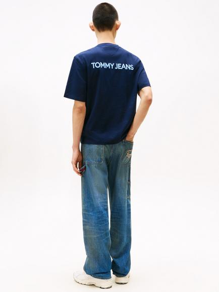 Tommy Jeans Cotton Regular Fit Short Sleeve Logo T-Shirt, Navy/Multi - view 2, Navy/Multi