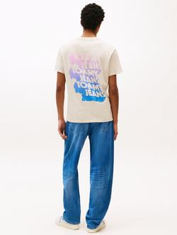 Tommy Jeans Cotton Regular Fit Short Sleeve Graphic Logo T-Shirt, Natural - view 2, Natural