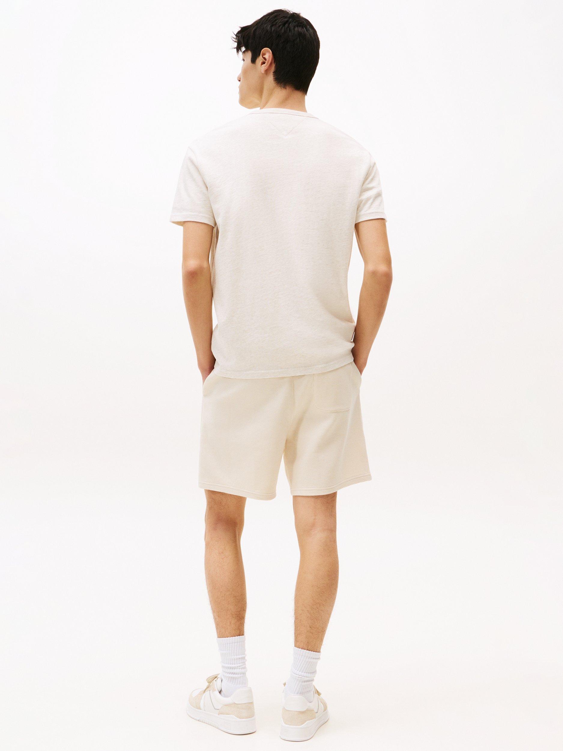 Product image 2 of 5, which shows Tommy Jeans Cotton Regular Fit Short Sleeve Tonal Logo T-Shirt, Natural, XS