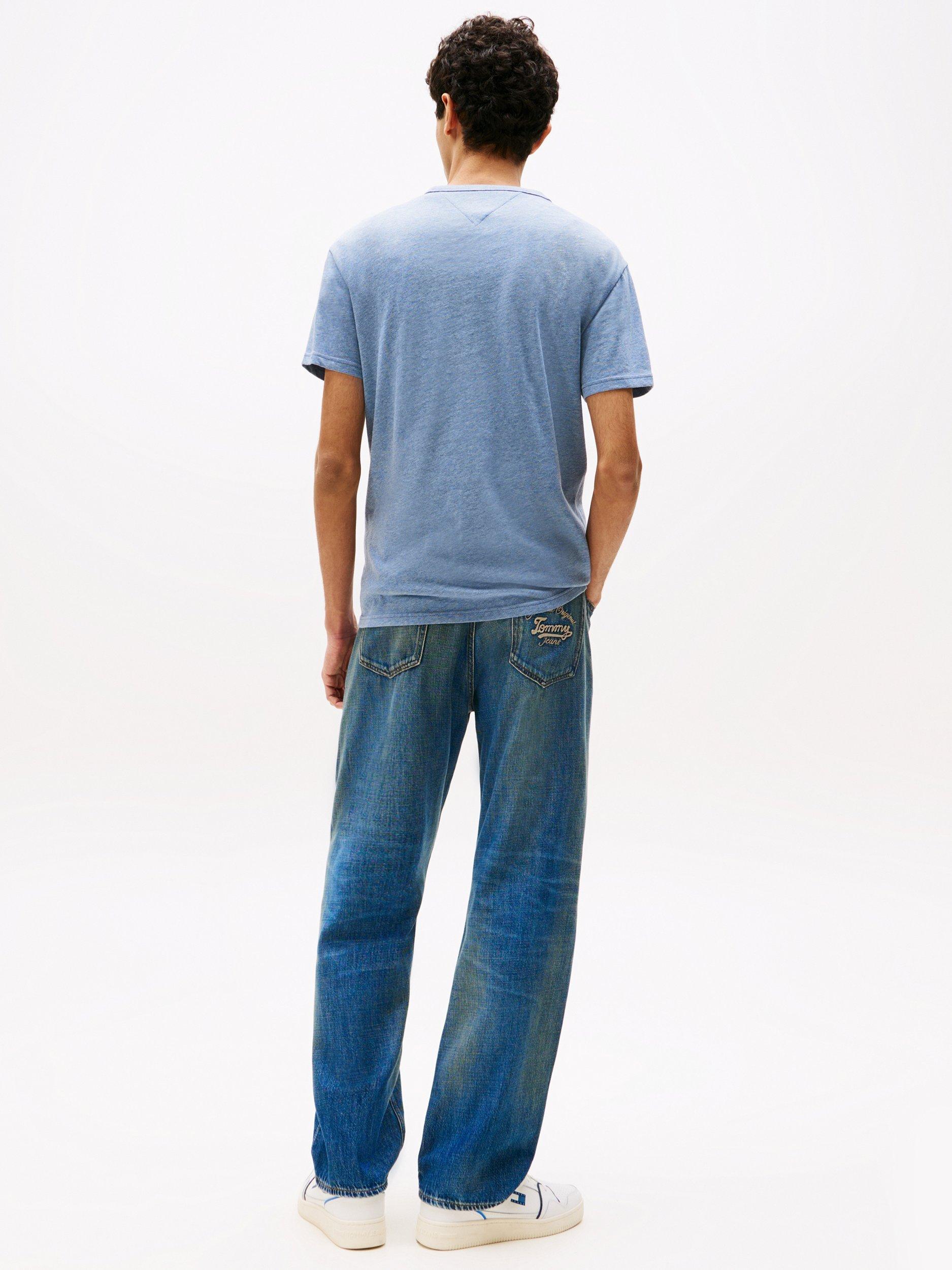 Product image 2 of 5, which shows Tommy Jeans Cotton Regular Fit Short Sleeve Tonal Logo T-Shirt, Blue/Multi, M
