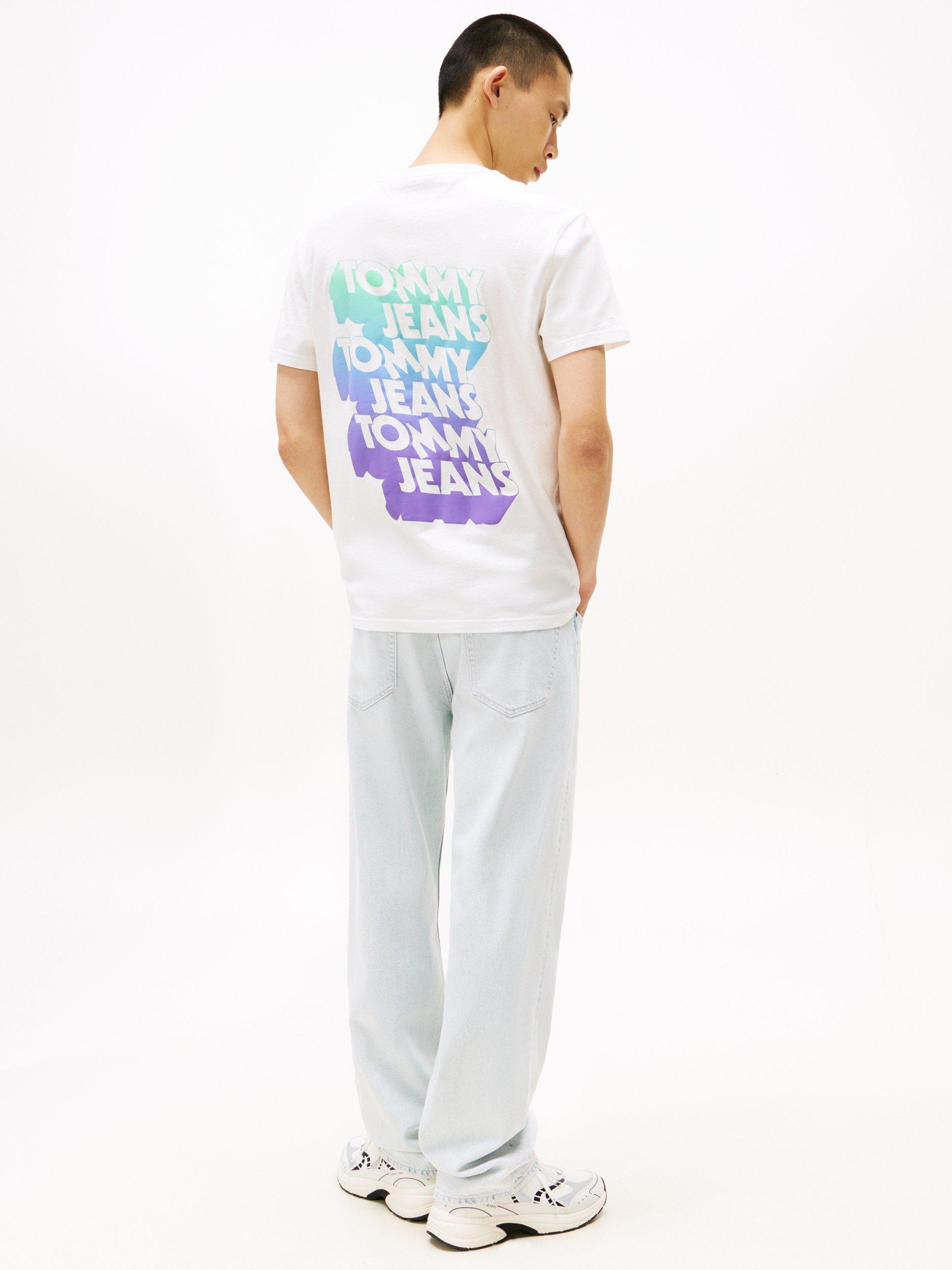 Product image 2 of 6, which shows Tommy Jeans Cotton Regular Fit Short Sleeve Graphic Logo T-Shirt, Oatmeal/Multi, XS