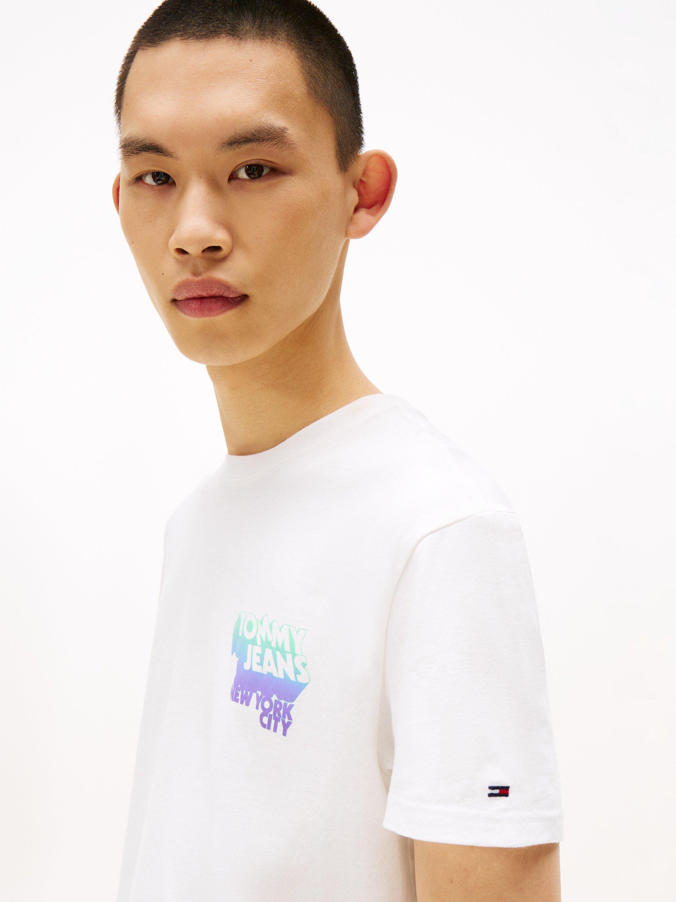 Product image 5 of 6, which shows Tommy Jeans Cotton Regular Fit Short Sleeve Graphic Logo T-Shirt, Oatmeal/Multi, XS