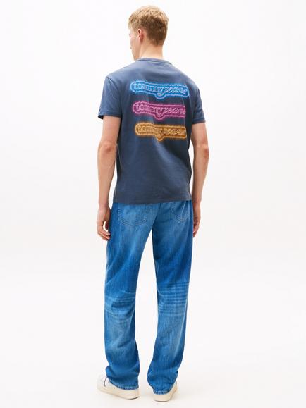 Tommy Jeans Cotton Regular Fit NYC Fairground Logo T-Shirt, Navy/Multi - view 2, Navy/Multi