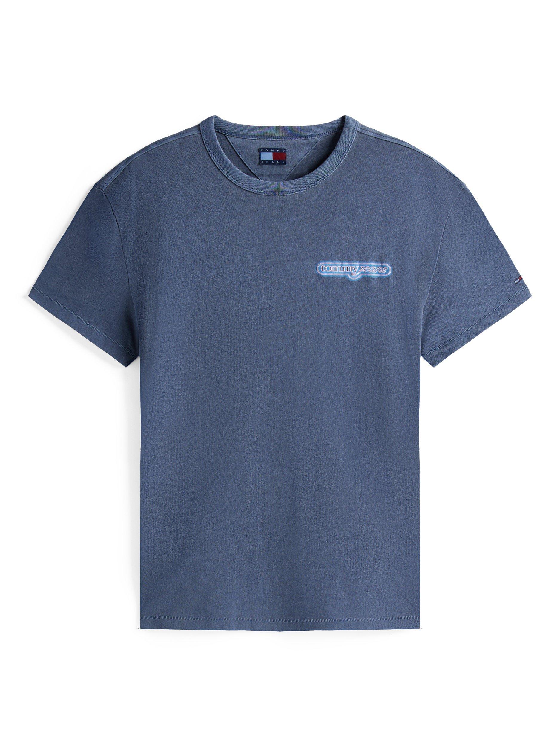 Product image 5 of 5, which shows Tommy Jeans Cotton Regular Fit NYC Fairground Logo T-Shirt, Navy/Multi, XS